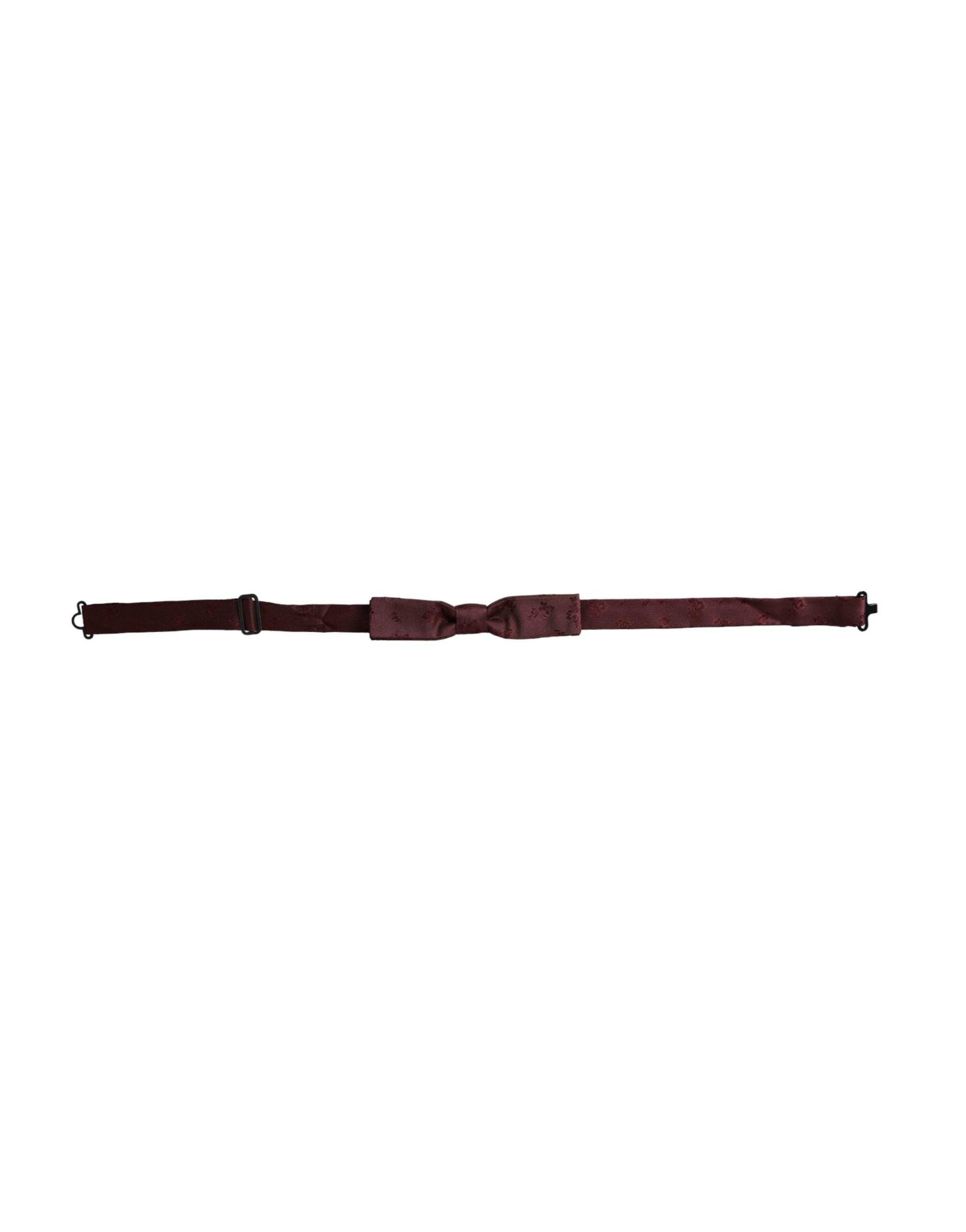 Dolce & Gabbana Maroon Floral Silk Adjustable Neck Men Bow Tie - Hilstor
