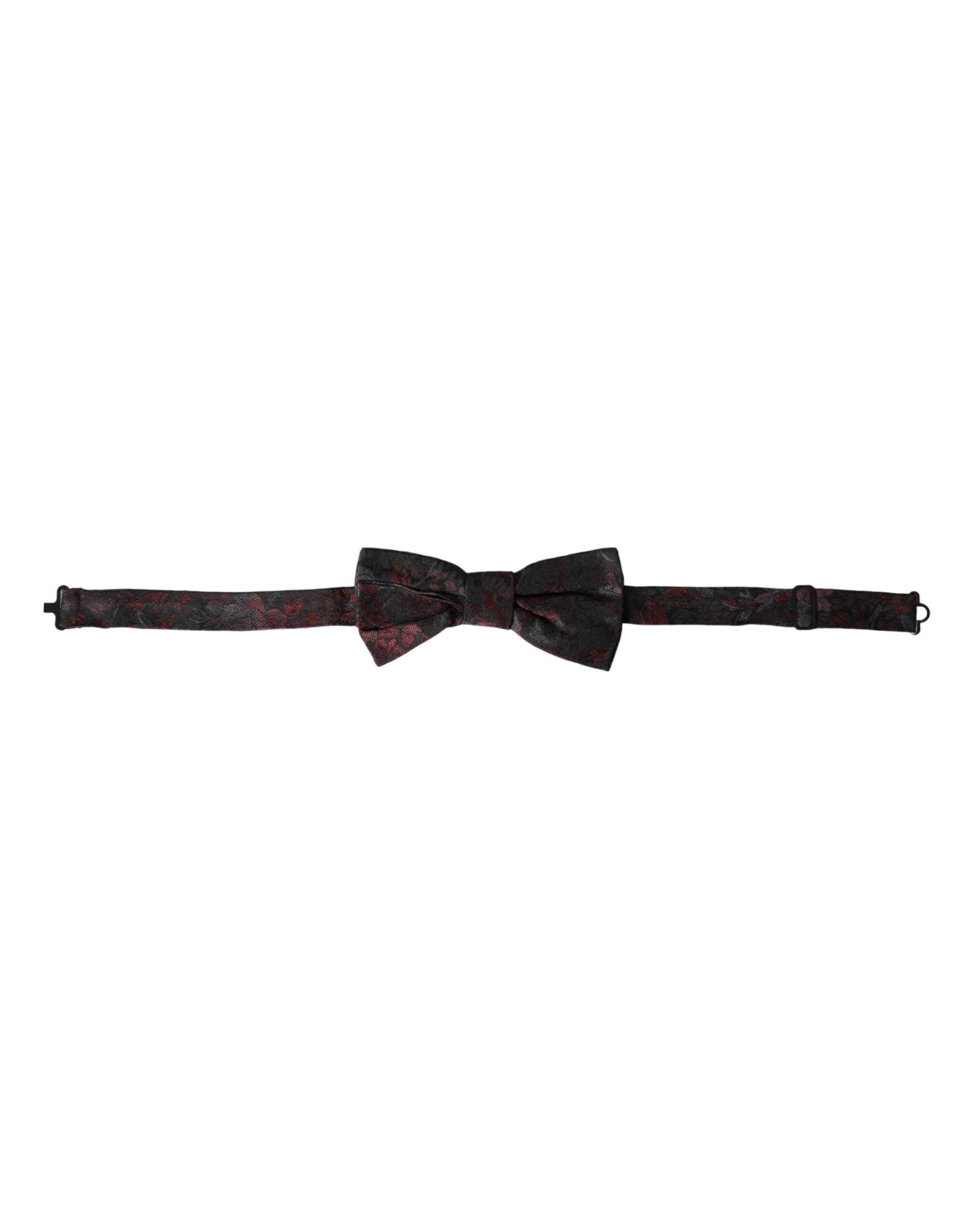 Dolce & Gabbana Red Black Floral Adjustable Neck Men Bow Tie - Hilstor