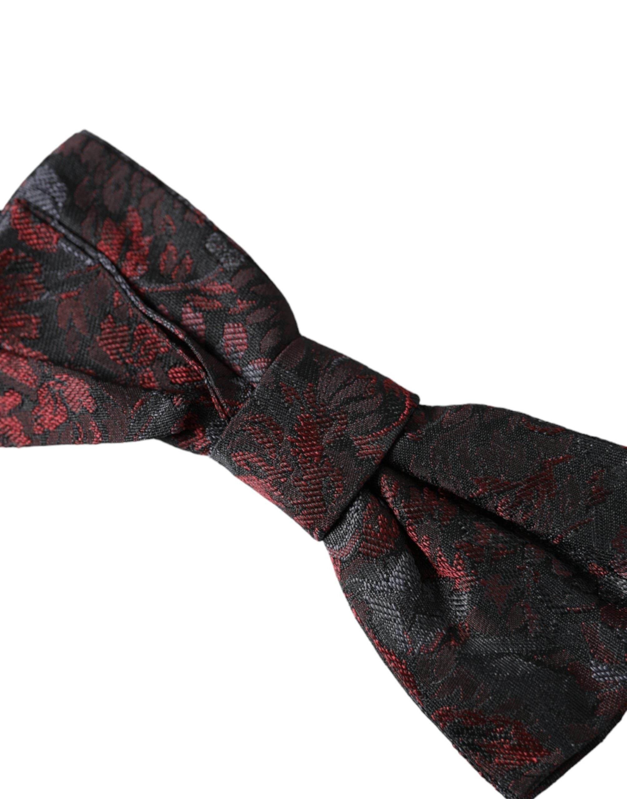 Dolce & Gabbana Red Black Floral Adjustable Neck Men Bow Tie - Hilstor
