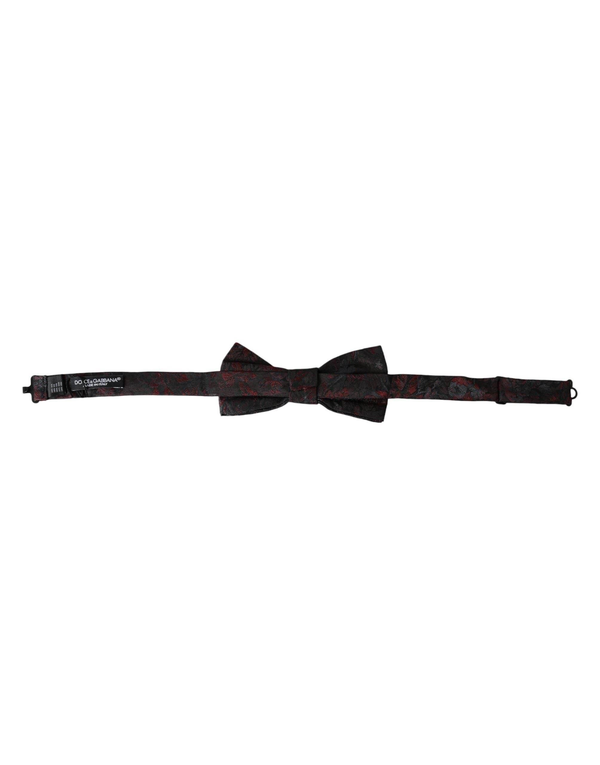 Dolce & Gabbana Red Black Floral Adjustable Neck Men Bow Tie - Hilstor