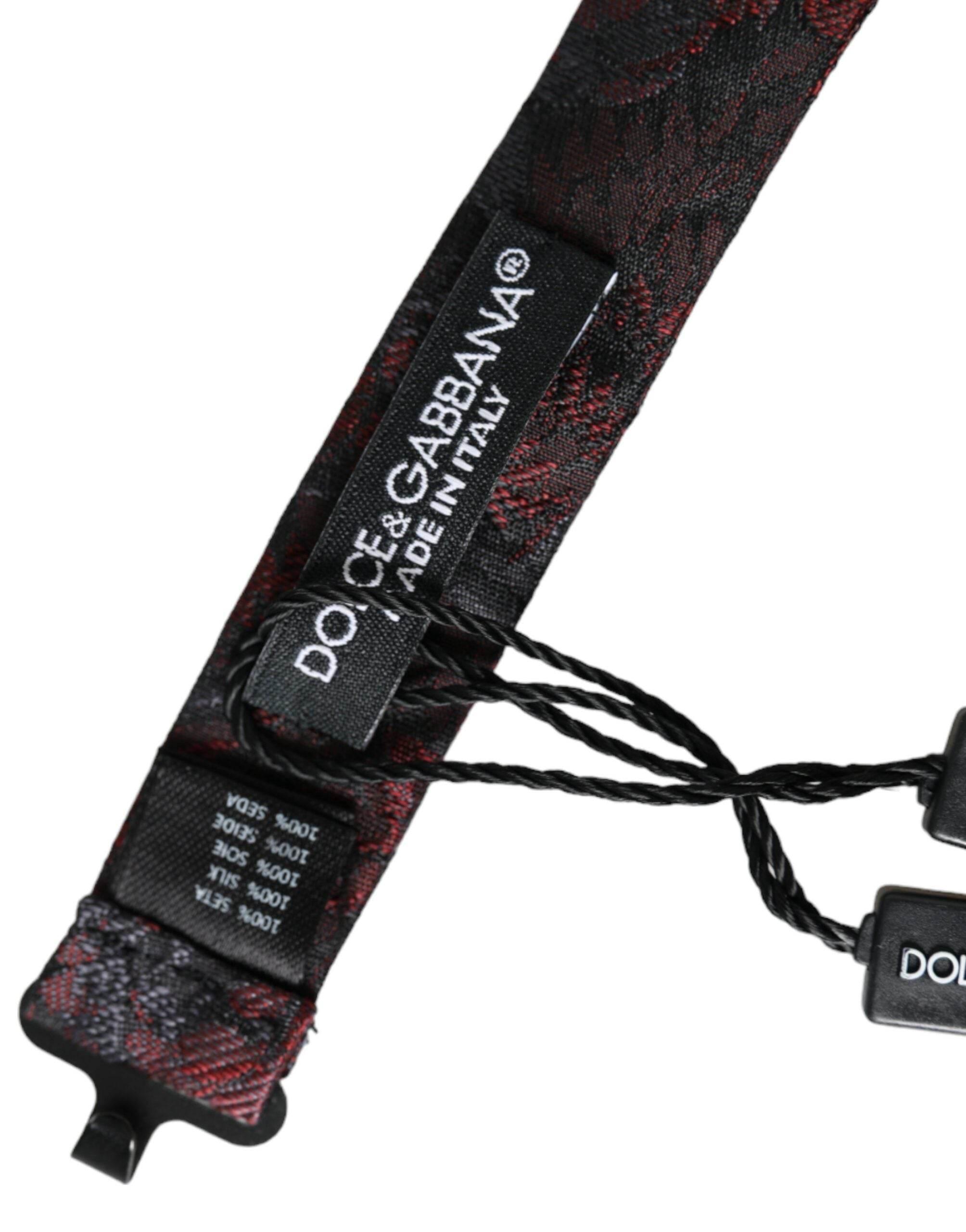 Dolce & Gabbana Red Black Floral Adjustable Neck Men Bow Tie - Hilstor
