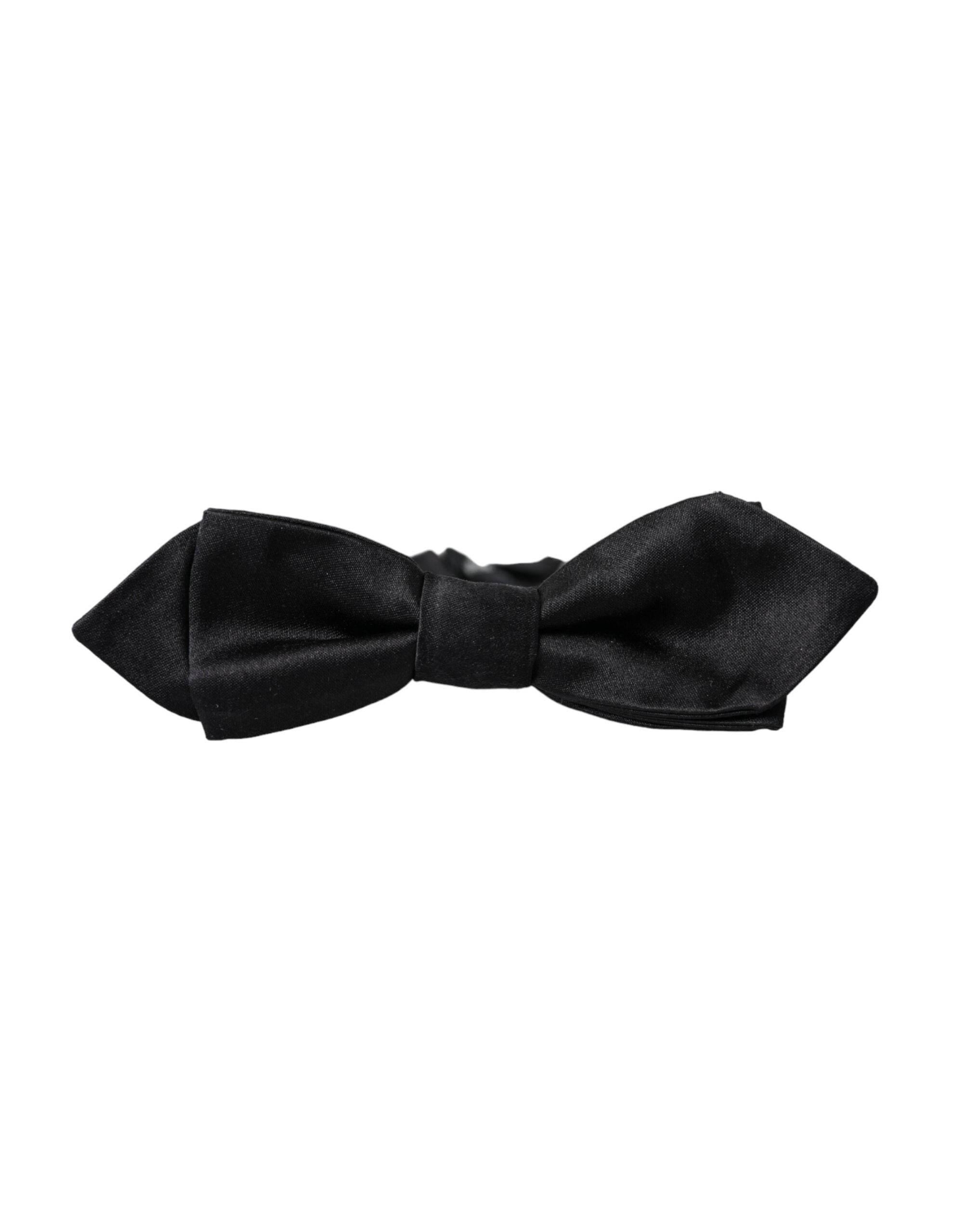 Dolce & Gabbana Black Silk Adjustable Neck Men Bow Tie - Hilstor