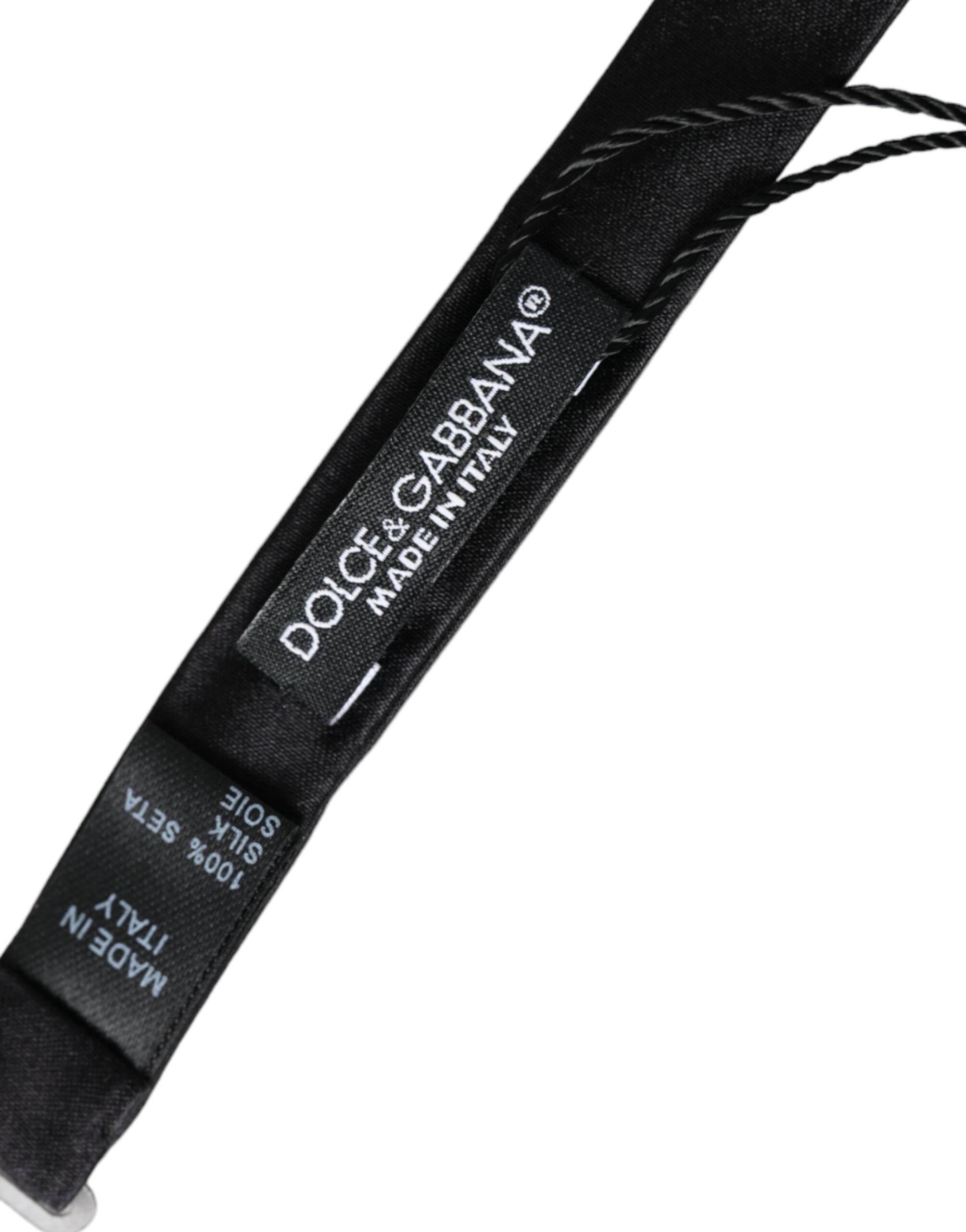 Dolce & Gabbana Black Silk Adjustable Neck Men Bow Tie - Hilstor