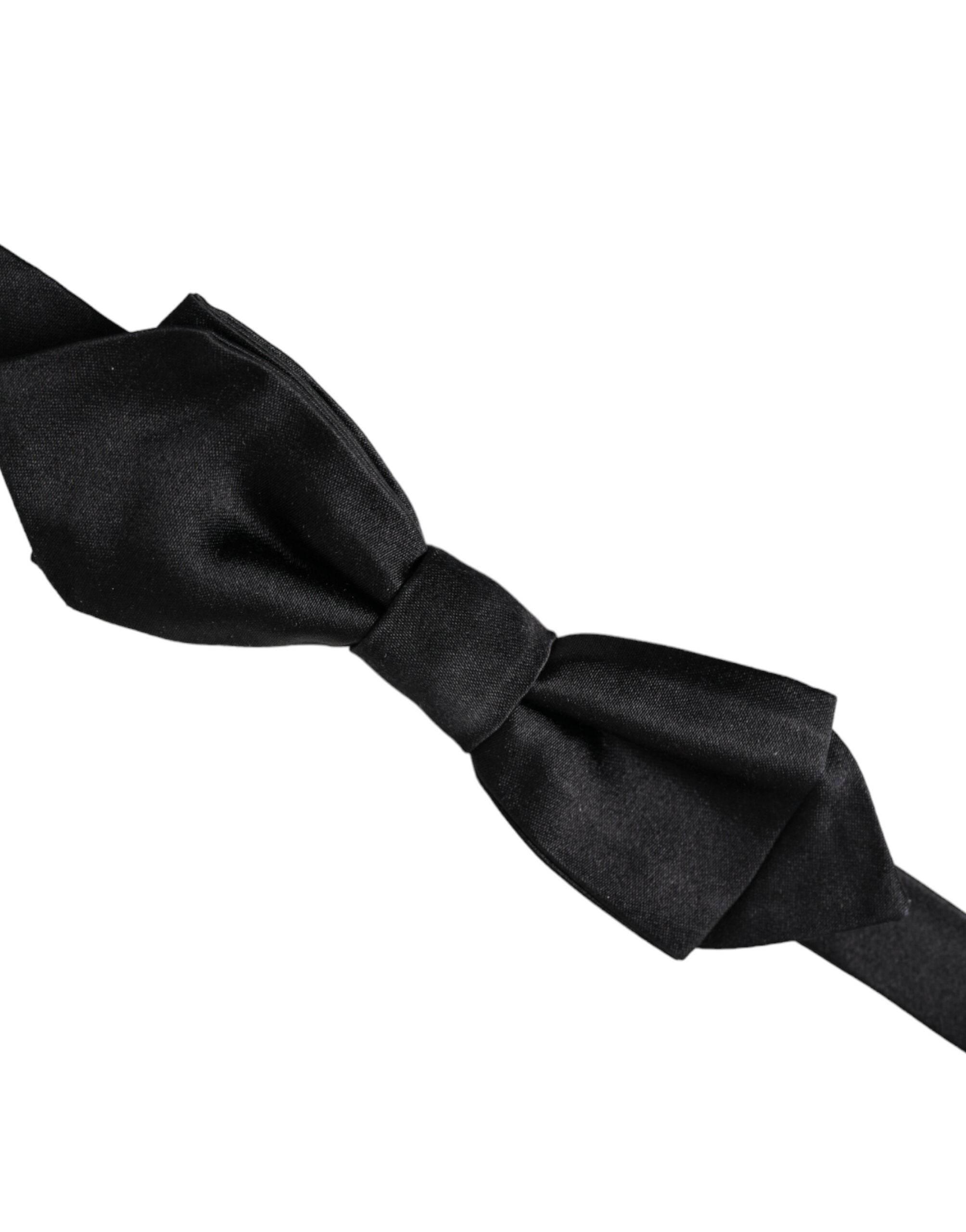 Dolce & Gabbana Black Silk Adjustable Neck Men Bow Tie - Hilstor