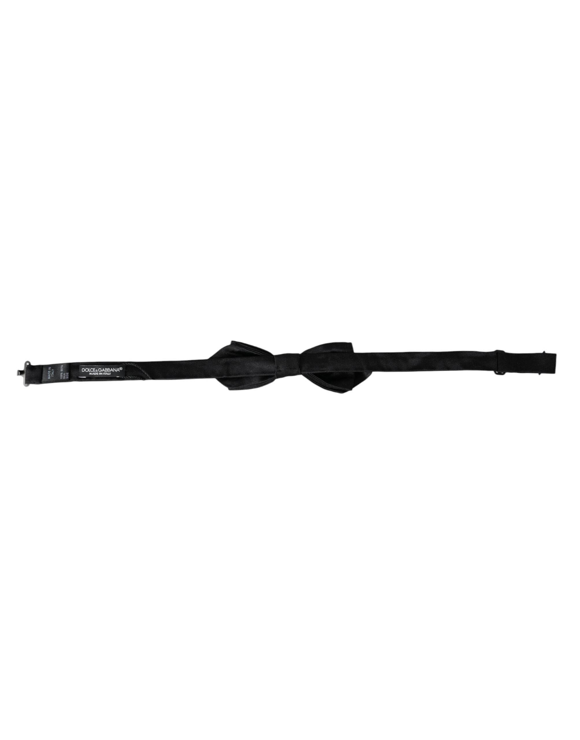 Dolce & Gabbana Black Silk Adjustable Neck Men Bow Tie - Hilstor
