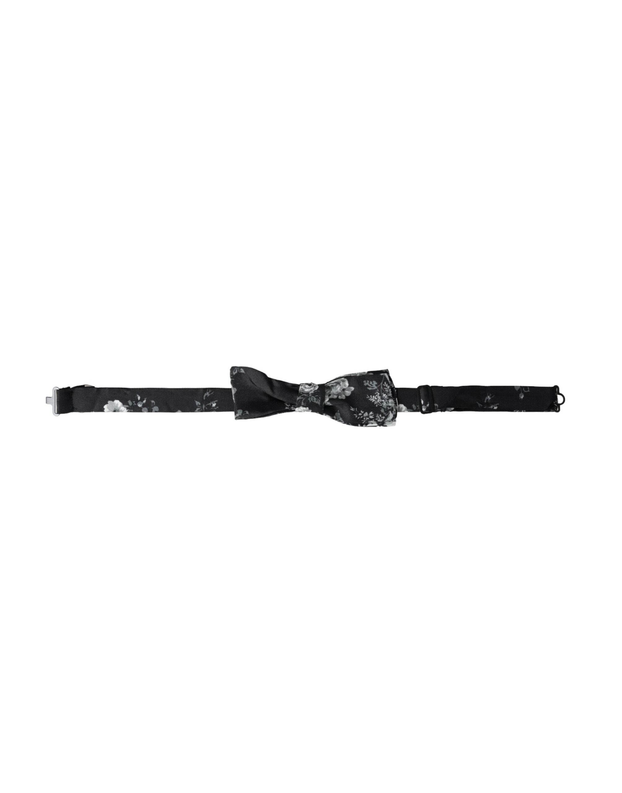 Dolce & Gabbana Black Floral Fantasy Adjustable Neck Men Bow Tie - Hilstor