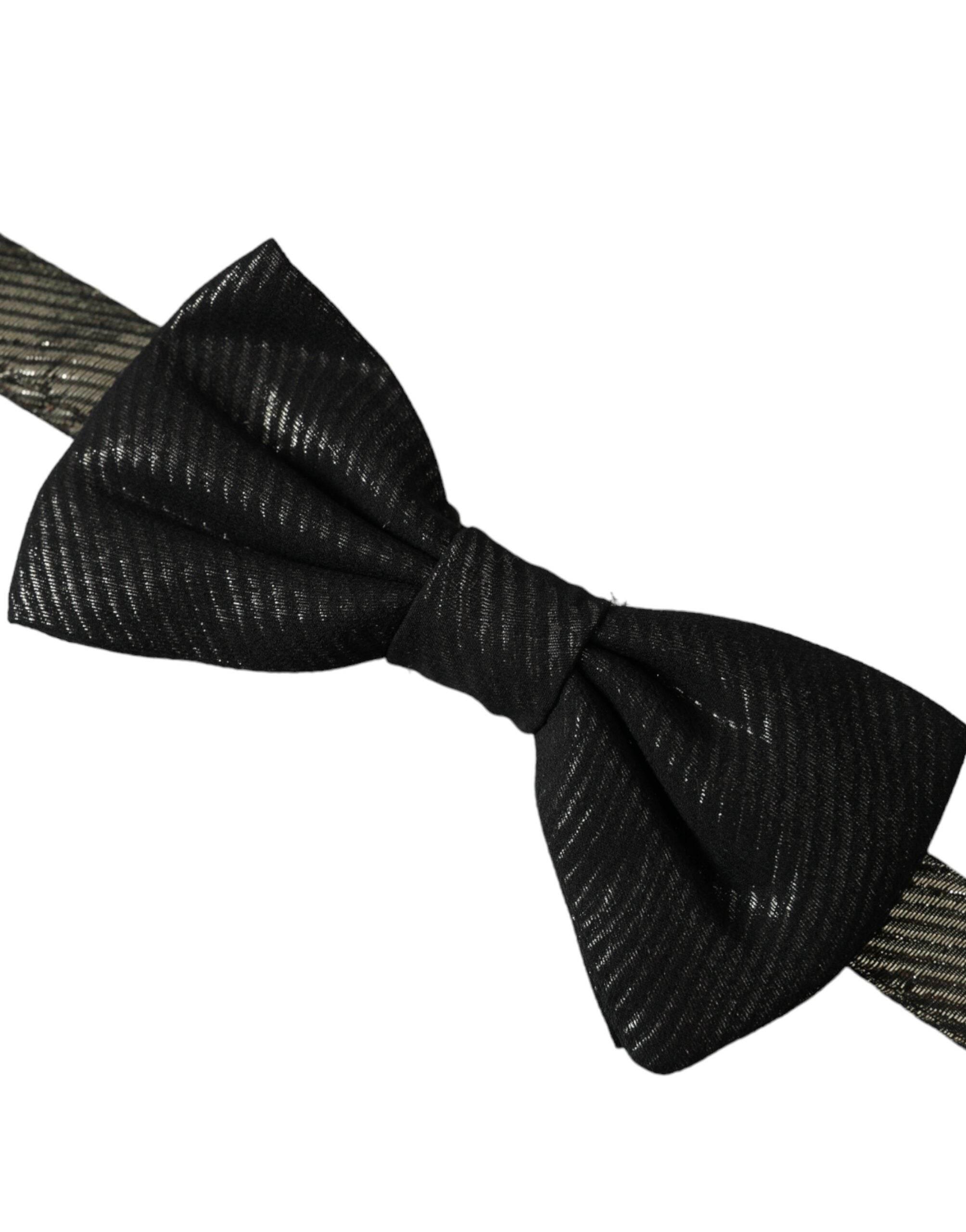 Dolce & Gabbana Black Fantasy Silk Adjustable Neck Men Bow Tie - Hilstor