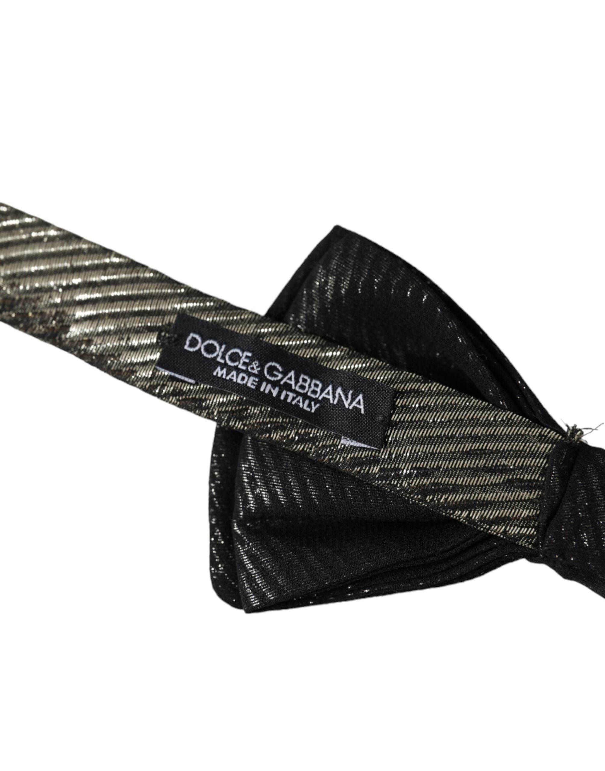 Dolce & Gabbana Black Fantasy Silk Adjustable Neck Men Bow Tie - Hilstor