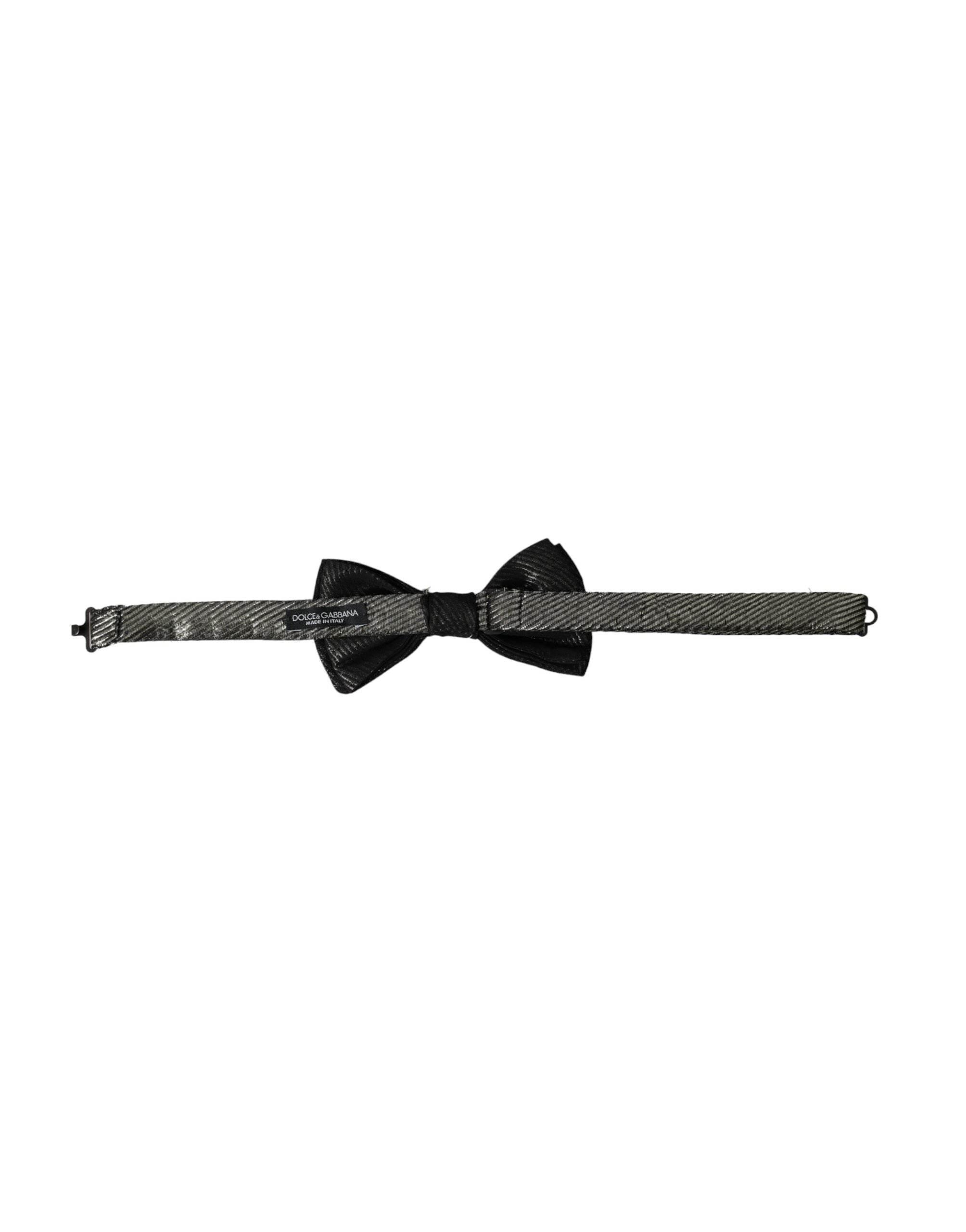 Dolce & Gabbana Black Fantasy Silk Adjustable Neck Men Bow Tie - Hilstor