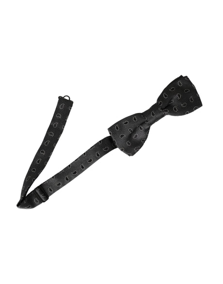 Dolce & Gabbana Black Silk Patterned Adjustable Neck Men Bow Tie - Hilstor