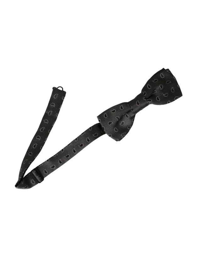 Dolce & Gabbana Black Silk Patterned Adjustable Neck Men Bow Tie - Hilstor