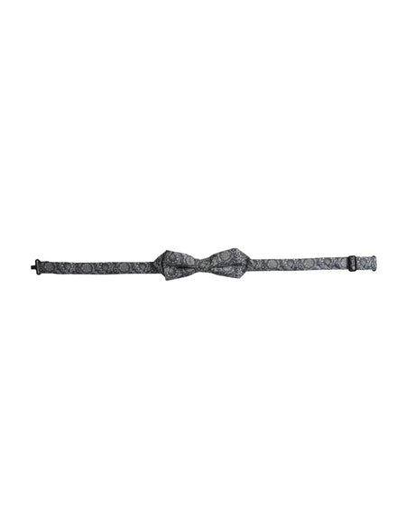 Dolce & Gabbana Gray Silk Patterned Adjustable Neck Men Bow Tie - Hilstor