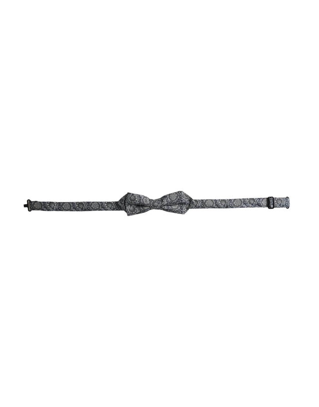 Dolce & Gabbana Gray Silk Patterned Adjustable Neck Men Bow Tie - Hilstor