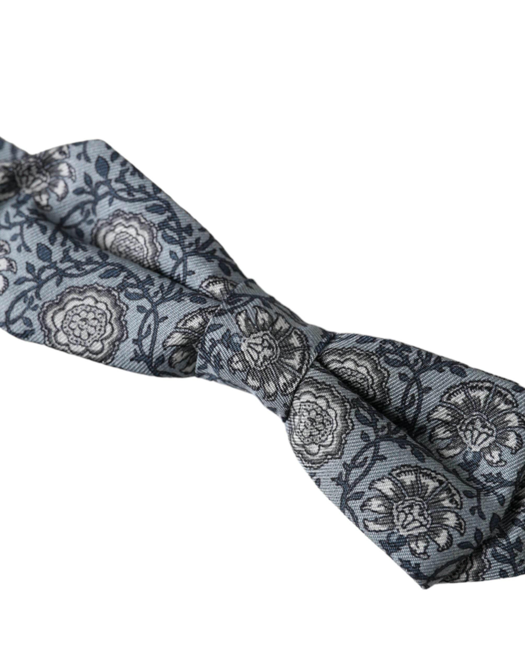 Dolce & Gabbana Gray Silk Patterned Adjustable Neck Men Bow Tie - Hilstor