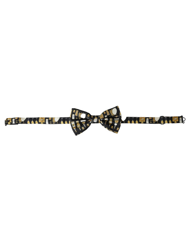Dolce & Gabbana Black Silk Cocktail Adjustable Neck Men Bow Tie - Hilstor