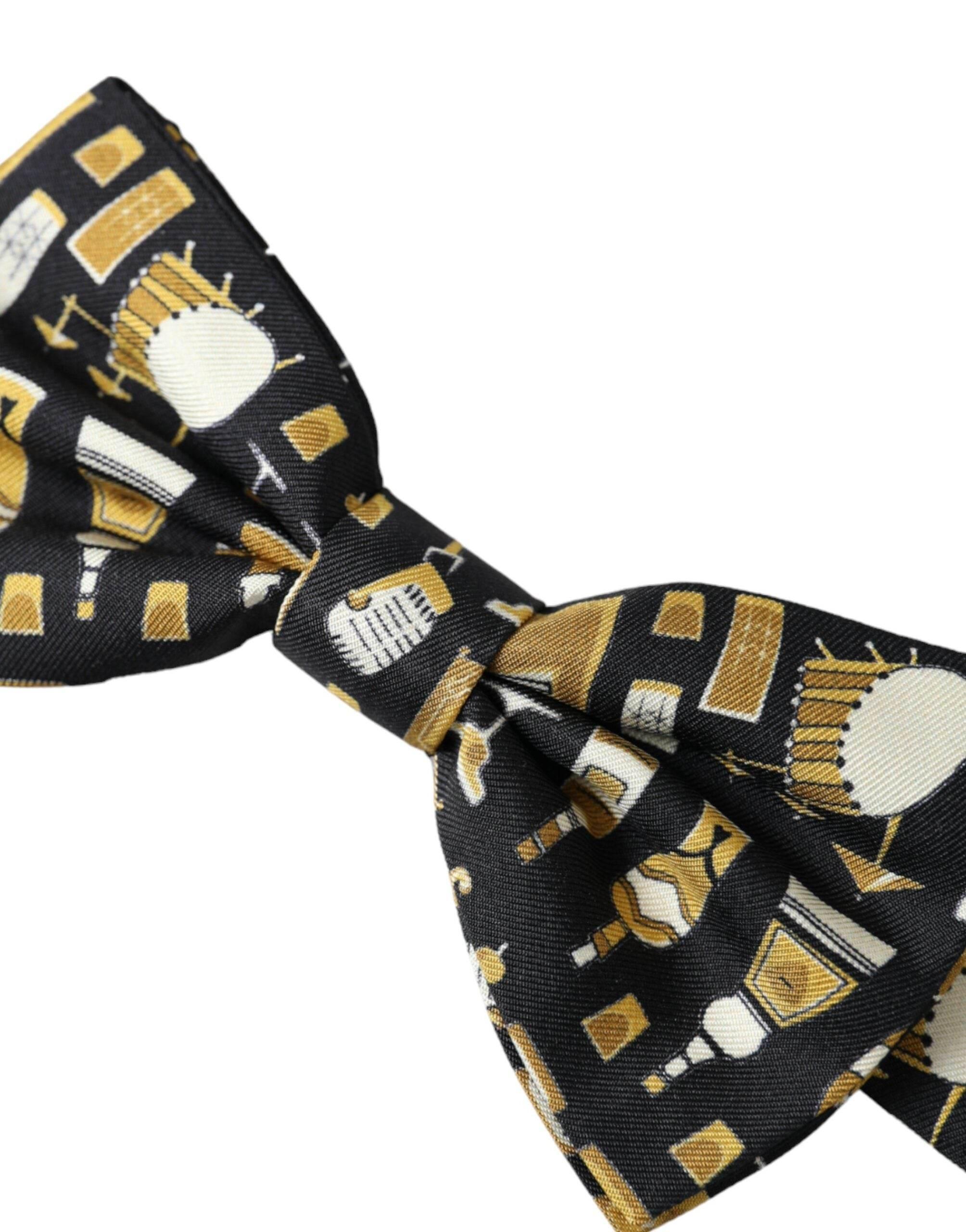 Dolce & Gabbana Black Silk Cocktail Adjustable Neck Men Bow Tie - Hilstor