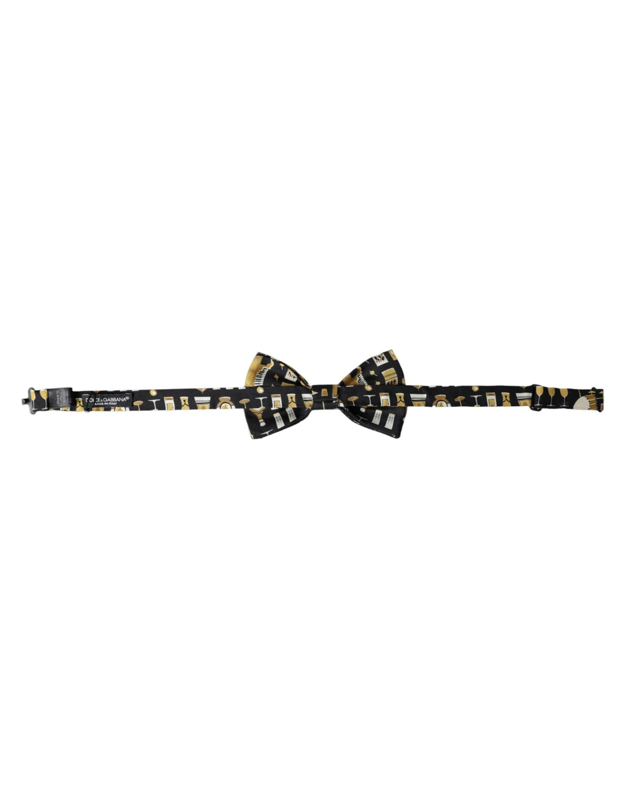 Dolce & Gabbana Black Silk Cocktail Adjustable Neck Men Bow Tie - Hilstor