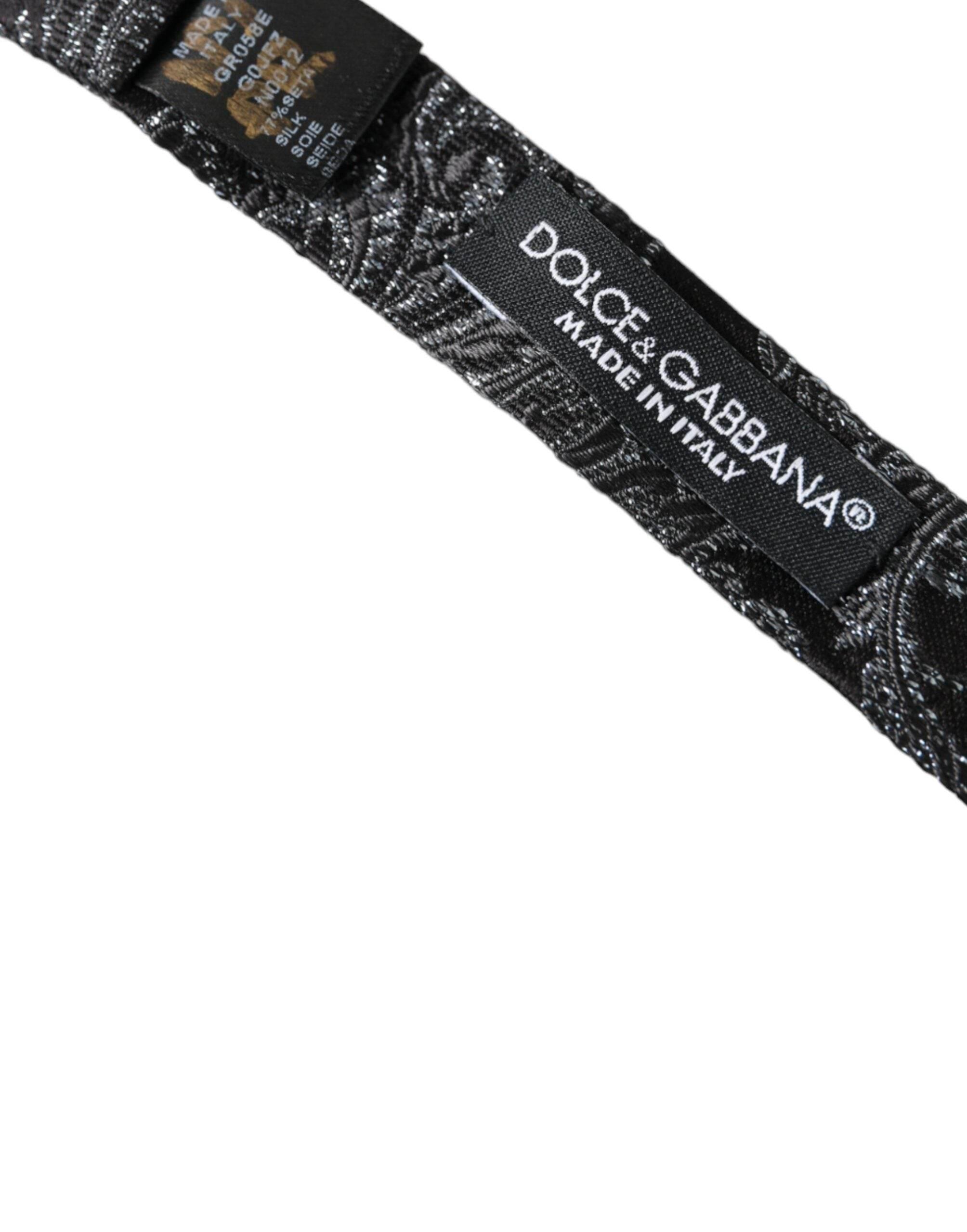 Dolce & Gabbana Black Silk Jacquard Adjustable Neck Men Bow Tie - Hilstor