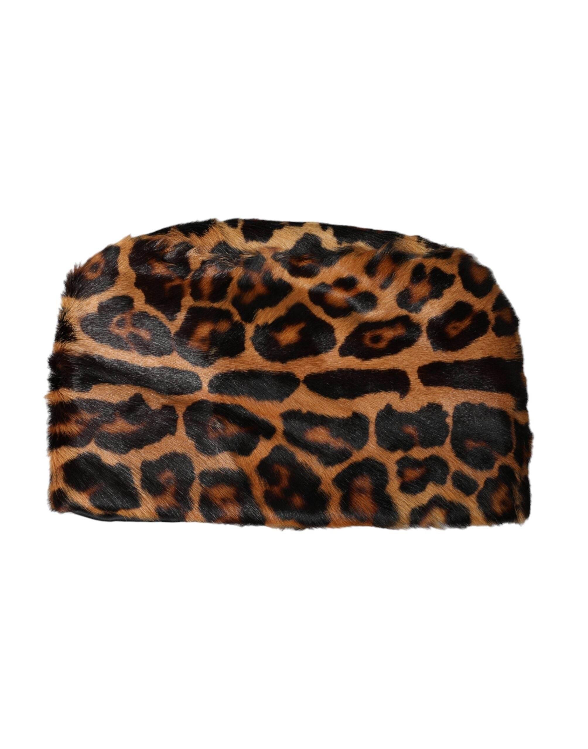 Dolce & Gabbana Brown Leopard Fur Women Bucket Hat - Hilstor