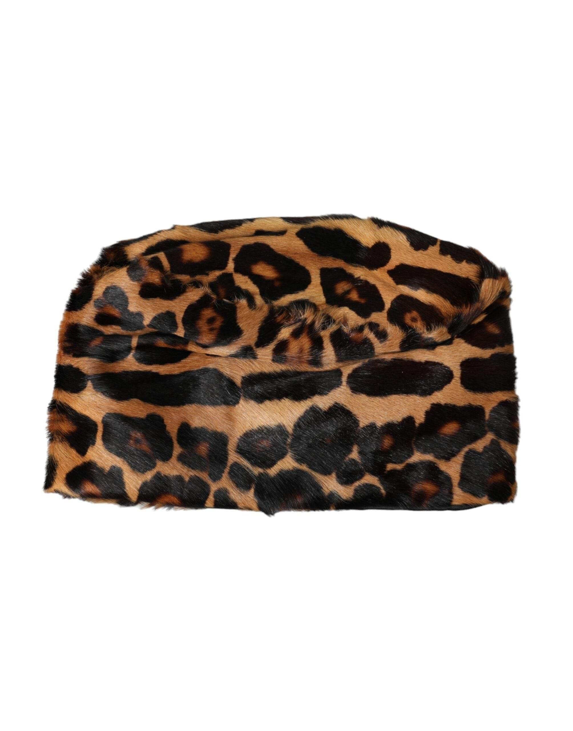 Dolce & Gabbana Brown Leopard Fur Women Bucket Hat - Hilstor