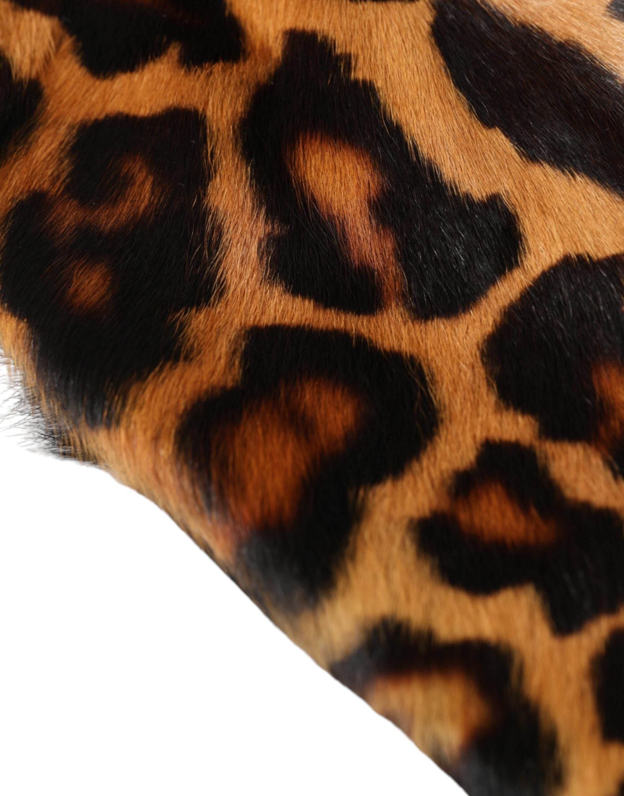 Dolce & Gabbana Brown Leopard Fur Women Bucket Hat - Hilstor