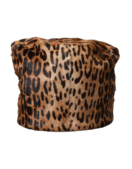 Dolce &amp; Gabbana Brun Leopard Pels Dame Bucket Hat