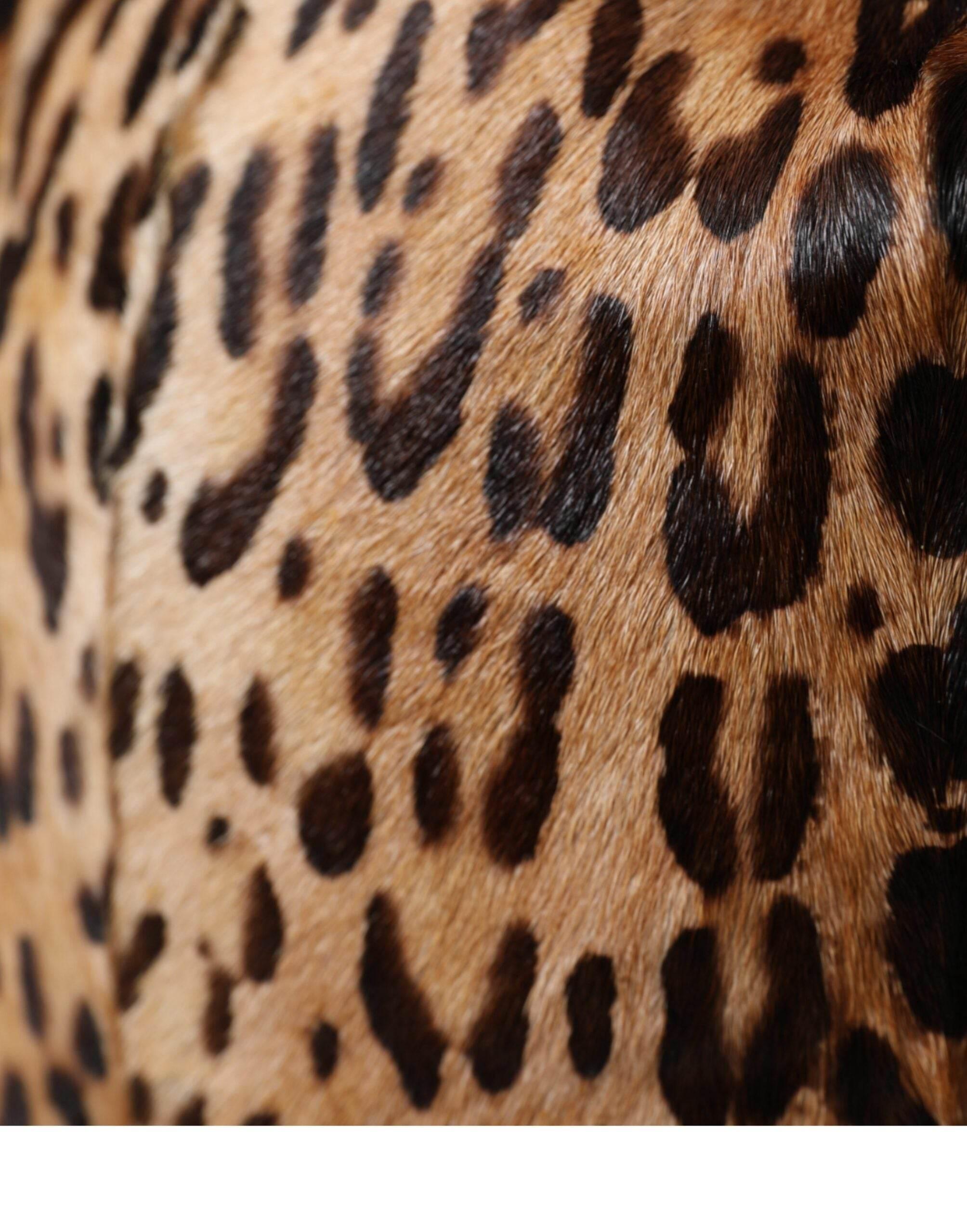 Dolce & Gabbana Brown Leopard Fur Women Bucket Hat - Hilstor