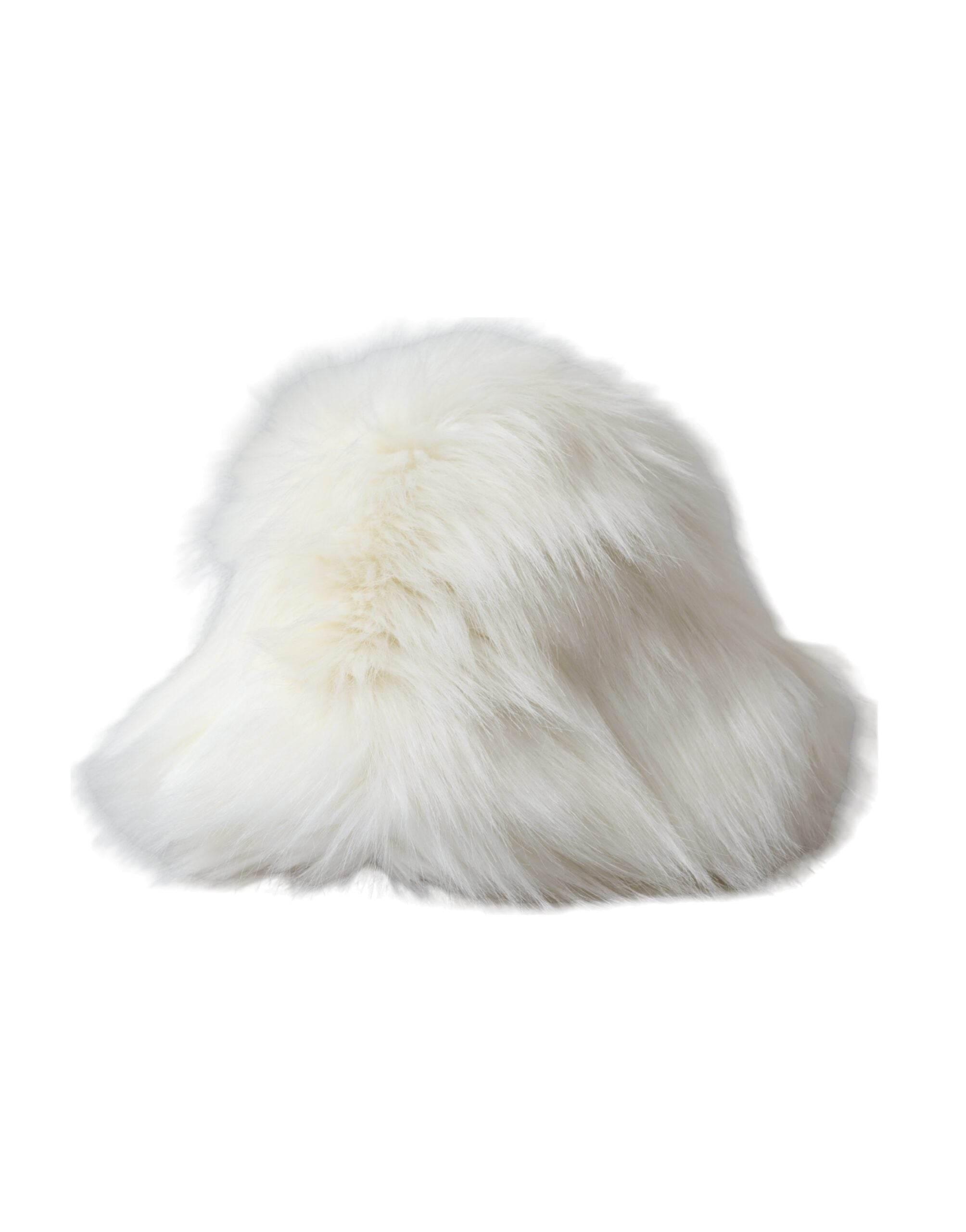Dolce & Gabbana White Acrylic Fur Womens Bucket Hat - Hilstor