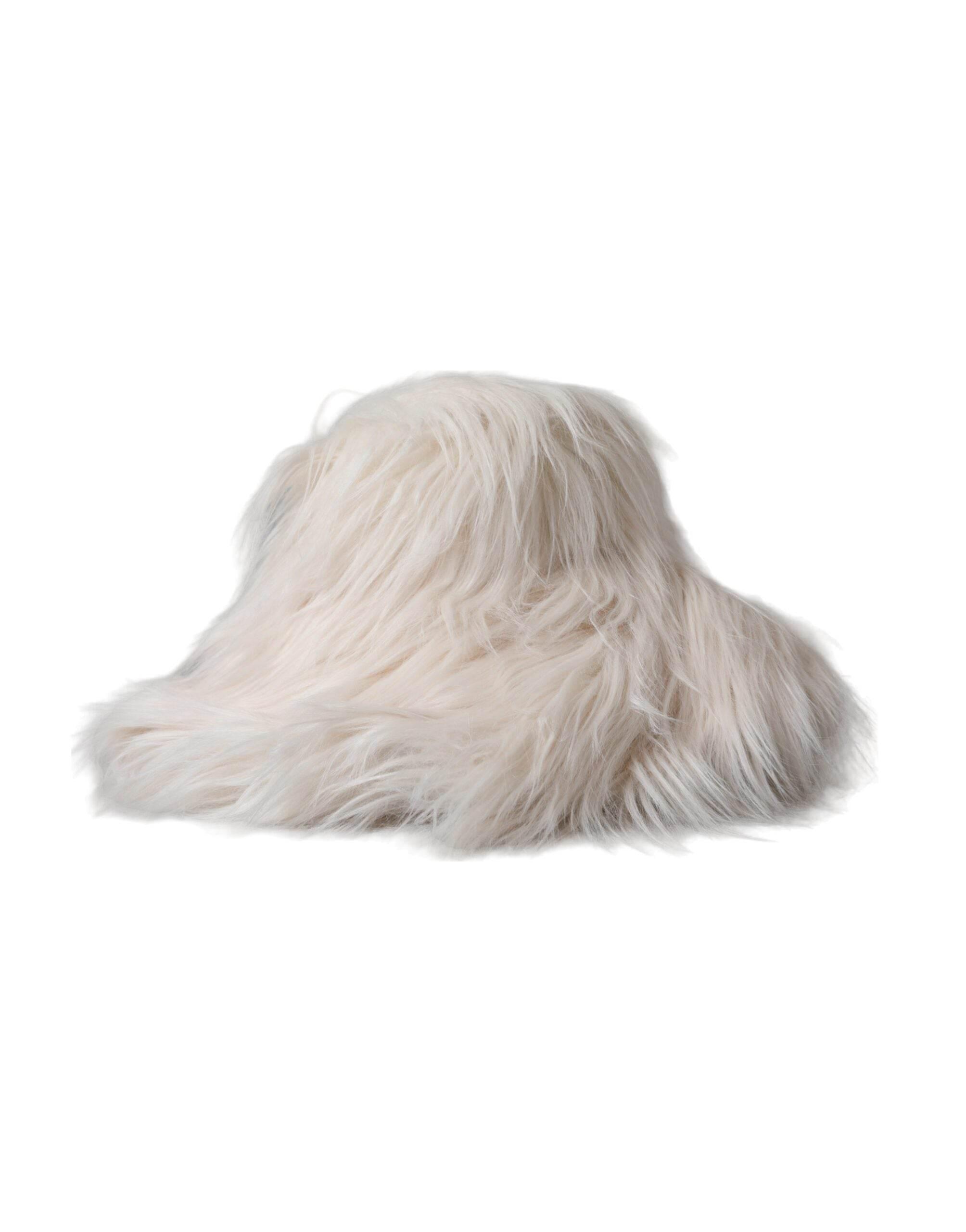 Dolce & Gabbana Off White Acrylic Fur Womens Bucket Hat - Hilstor