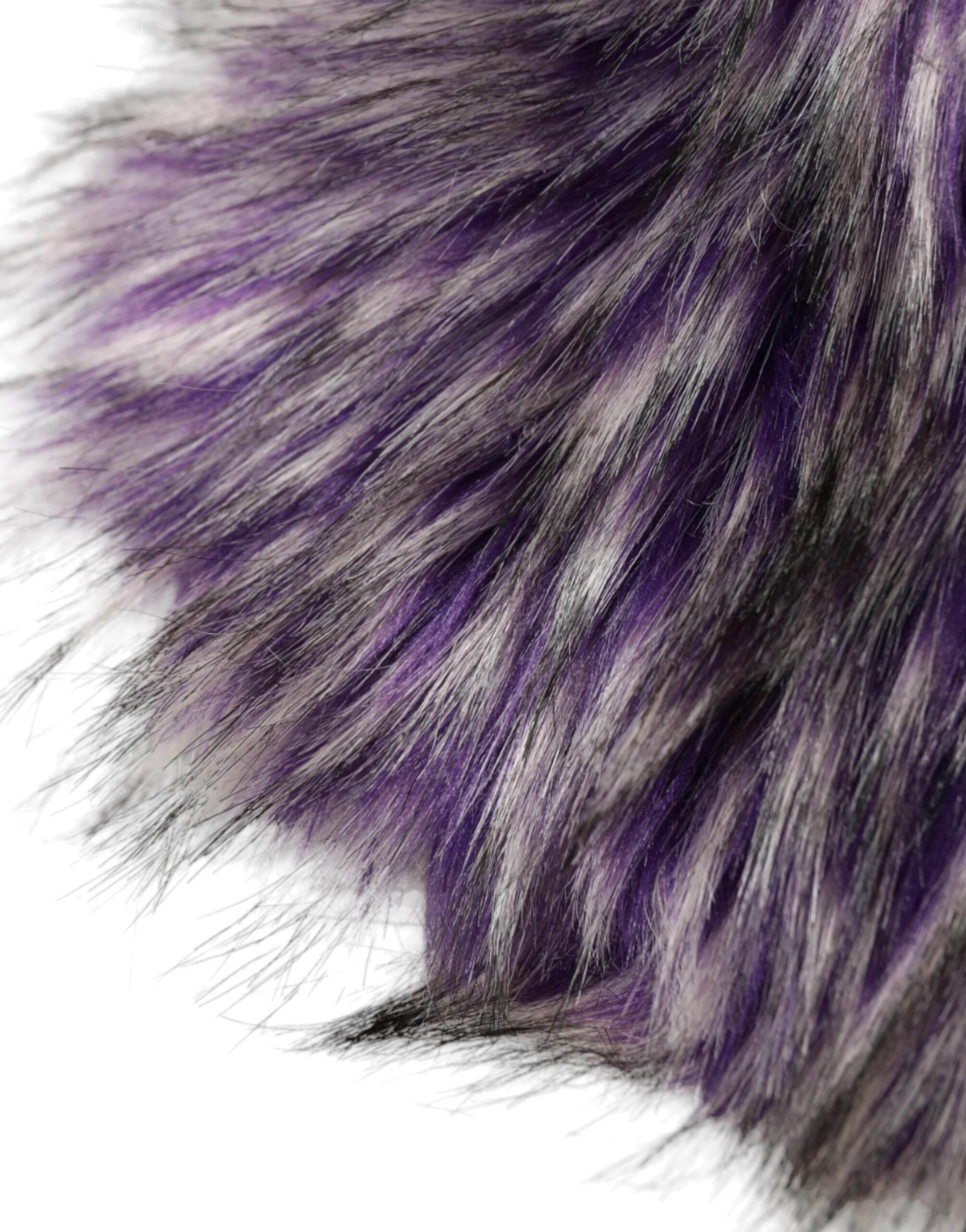 Dolce & Gabbana Purple Faux Fur Whole Head Wrap Hat - Hilstor