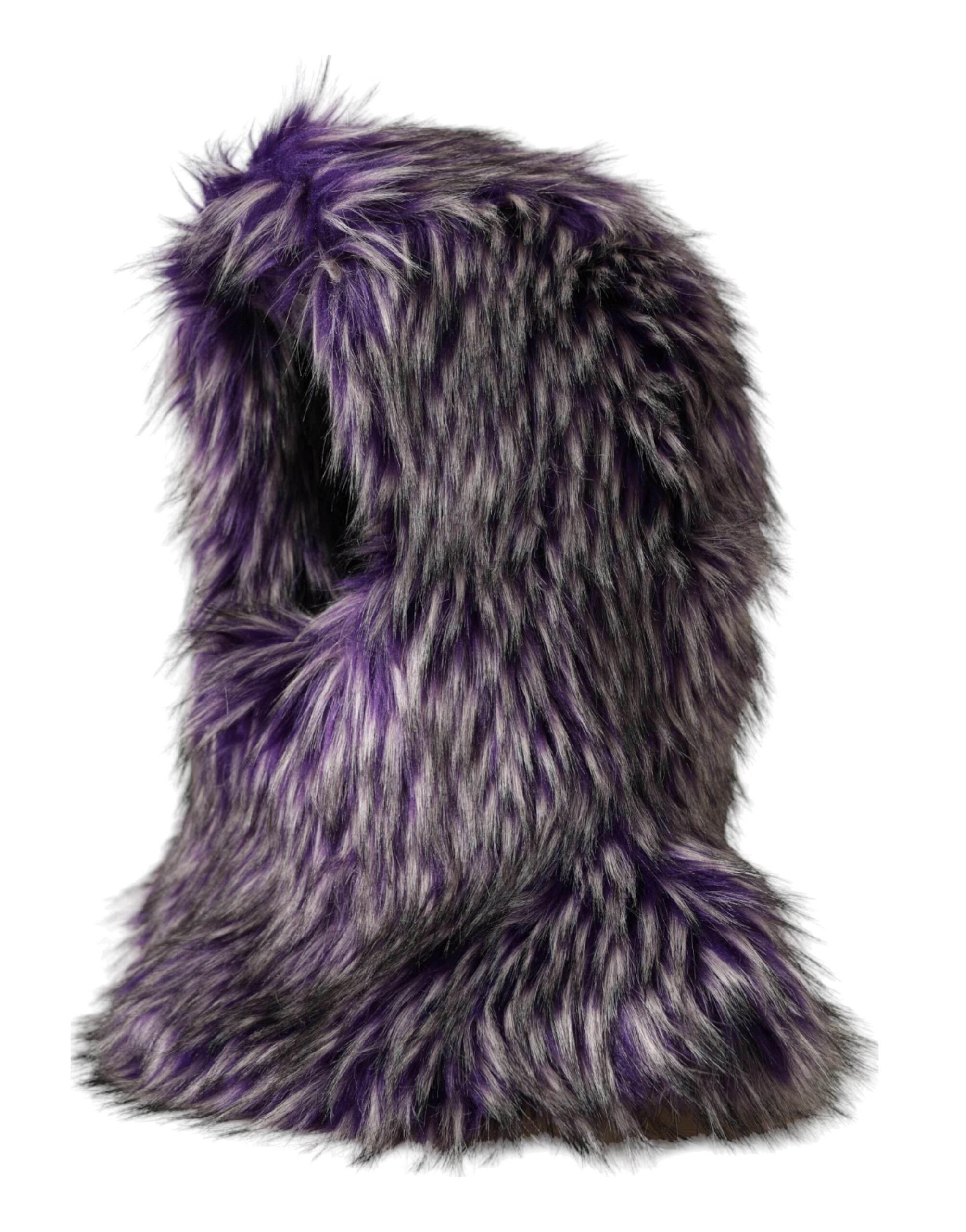 Dolce & Gabbana Purple Faux Fur Whole Head Wrap Hat - Hilstor