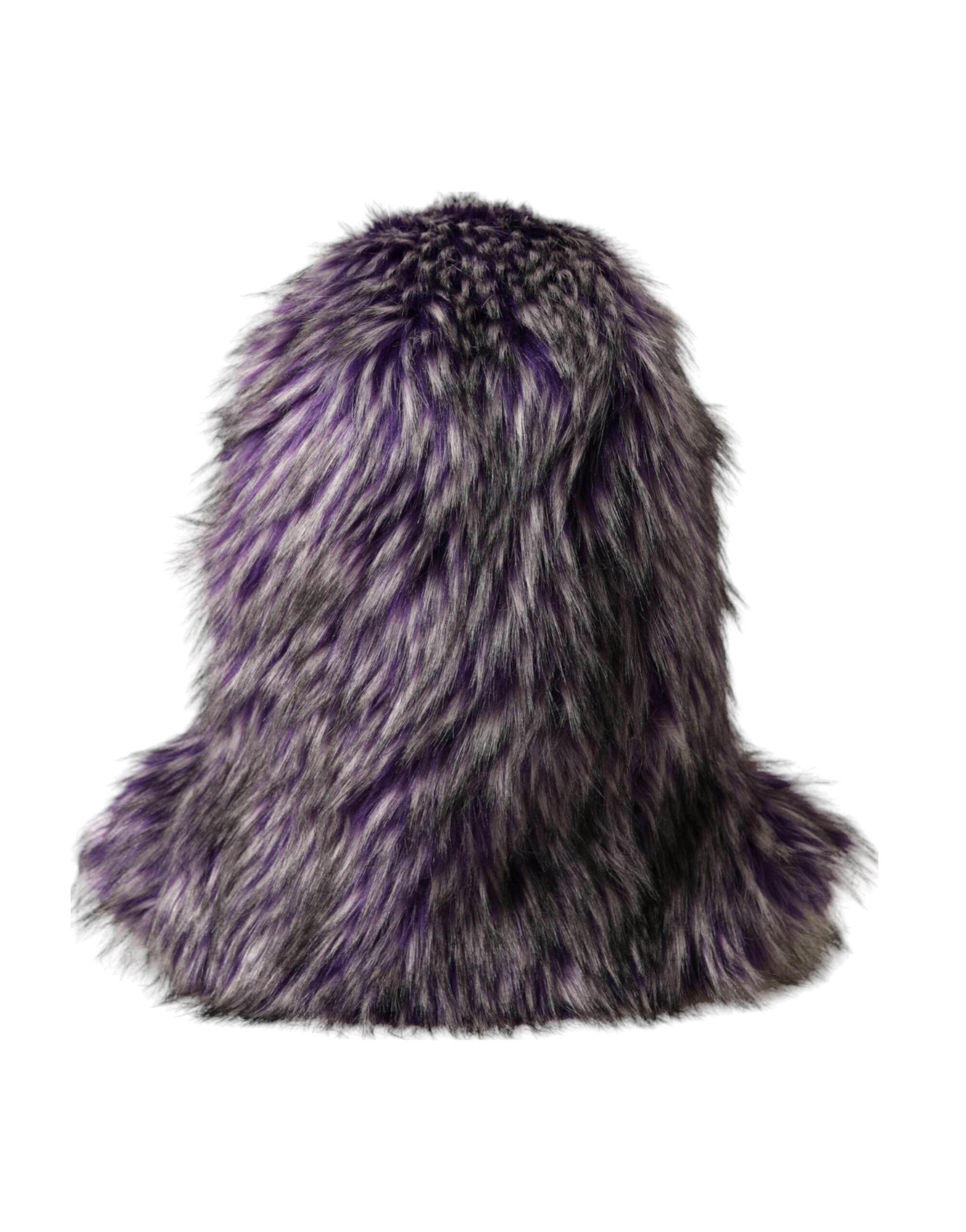 Dolce & Gabbana Purple Faux Fur Whole Head Wrap Hat - Hilstor