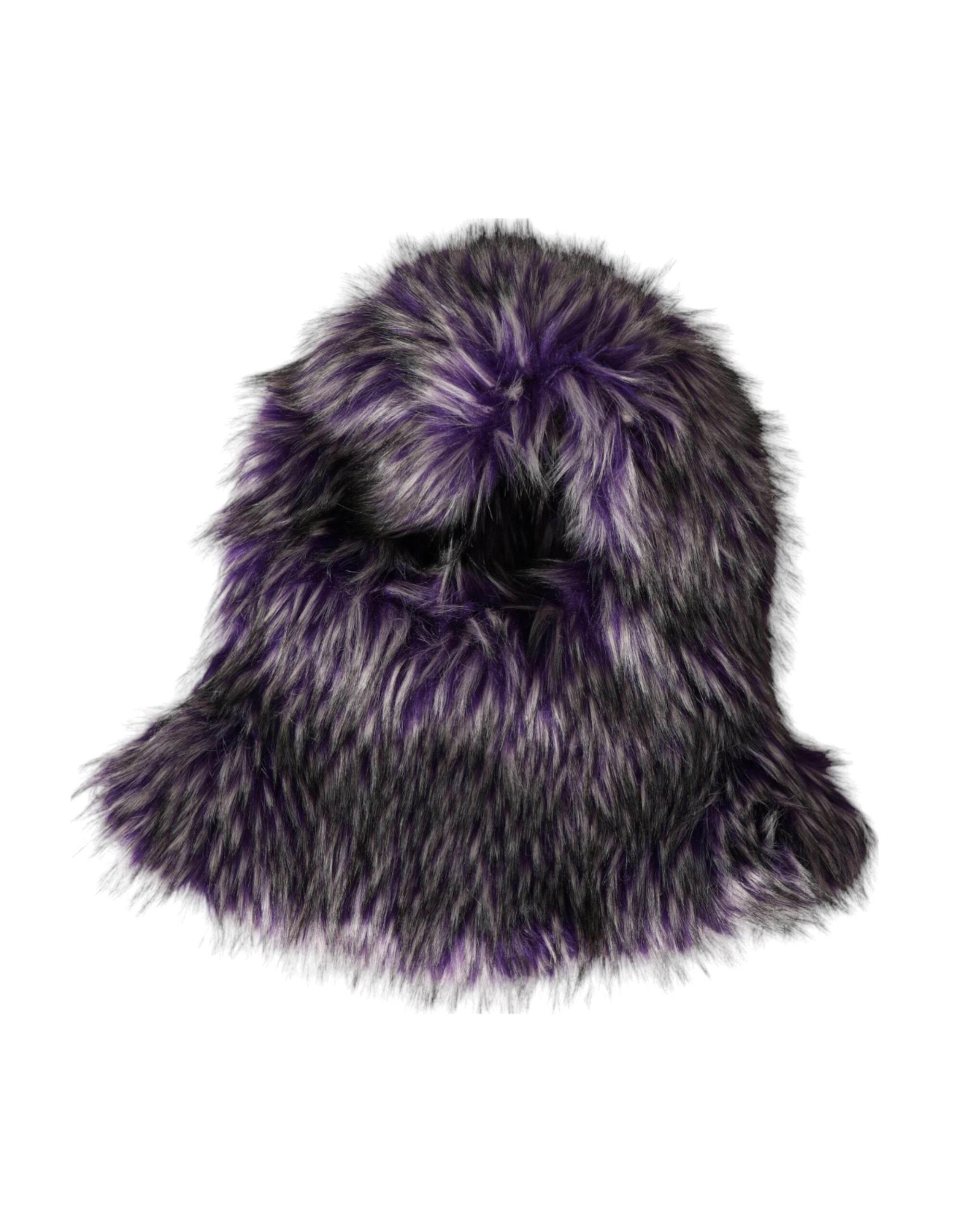 Dolce & Gabbana Purple Faux Fur Whole Head Wrap Hat - Hilstor