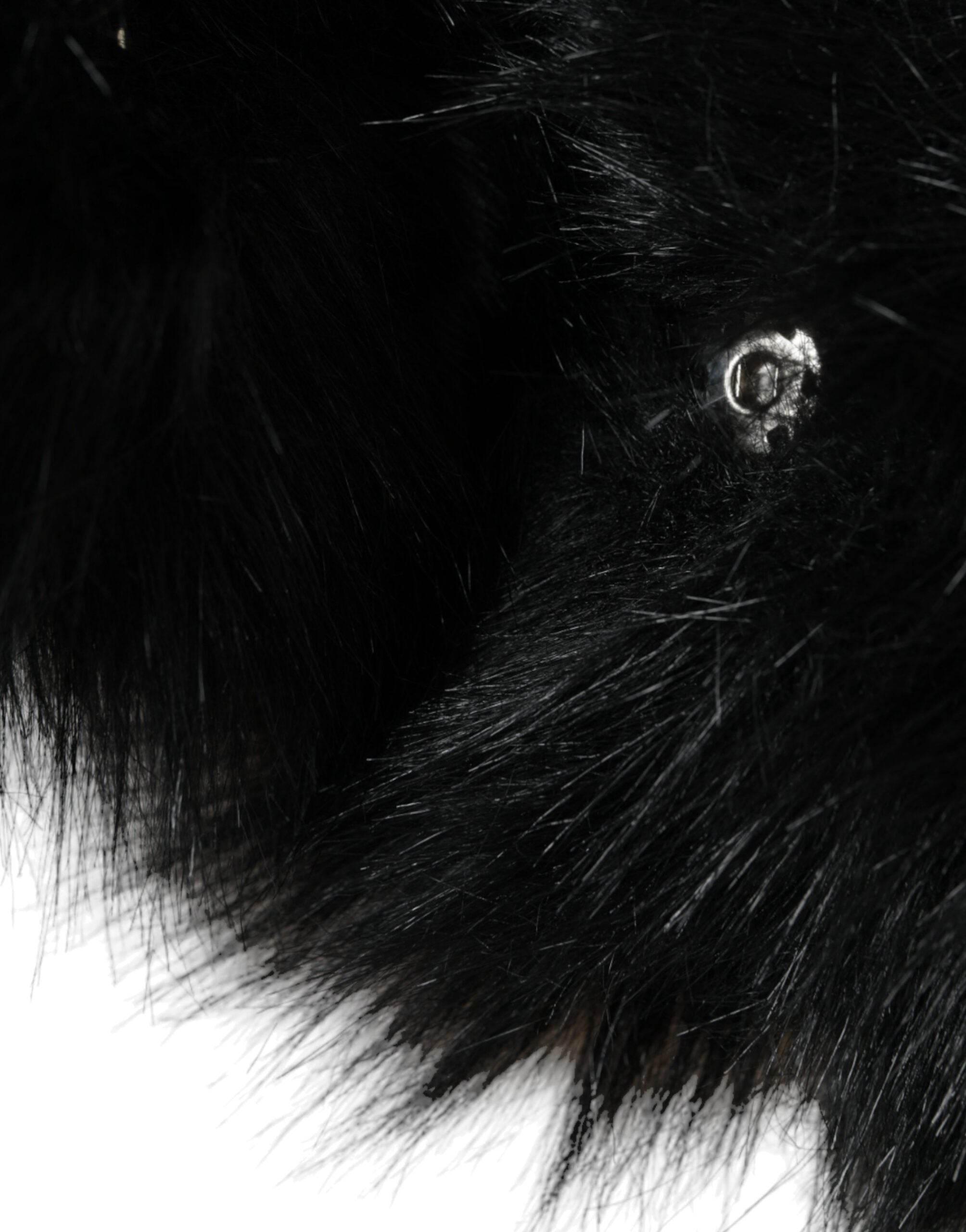 Dolce & Gabbana Black Faux Fur Whole Head Wrap Hat - Hilstor