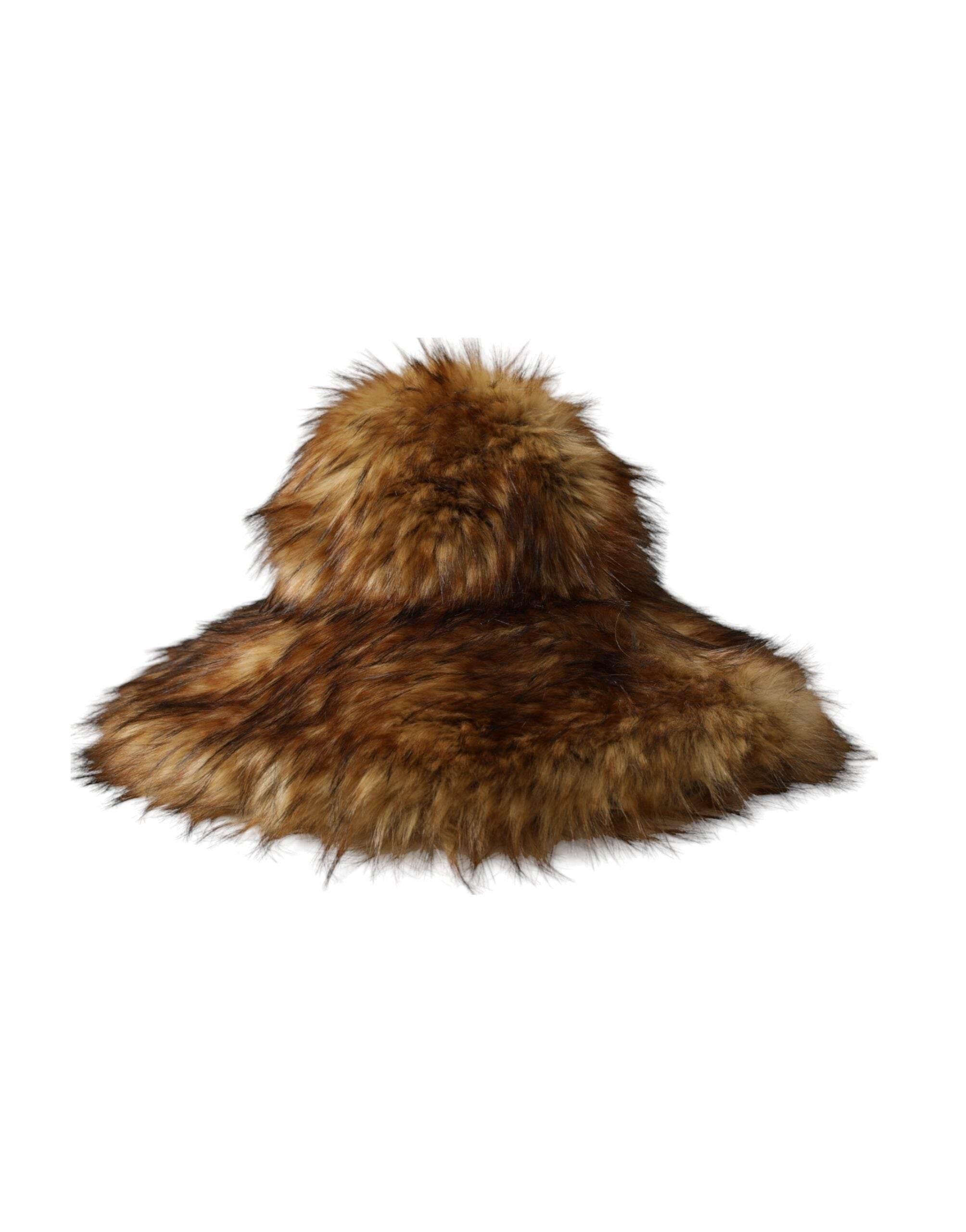 Dolce & Gabbana Brown Modacrylic Faux Fur Bucket Hat - Hilstor
