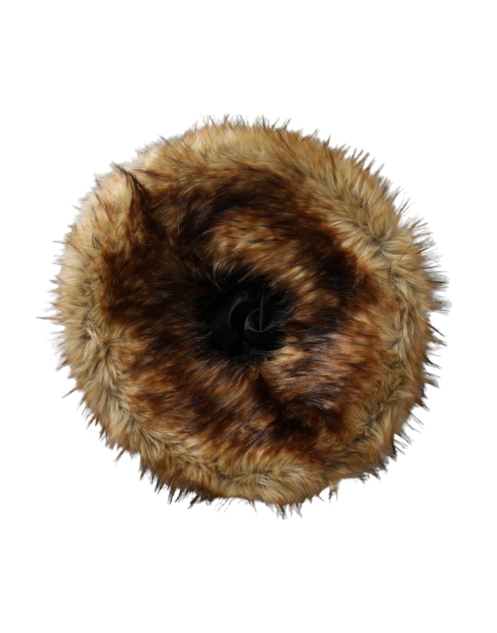 Dolce & Gabbana Brown Modacrylic Faux Fur Bucket Hat - Hilstor