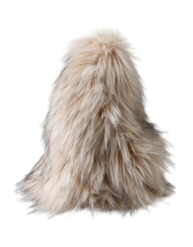Dolce & Gabbana Beige Acrylic Fur Women Bucket Hat - Hilstor