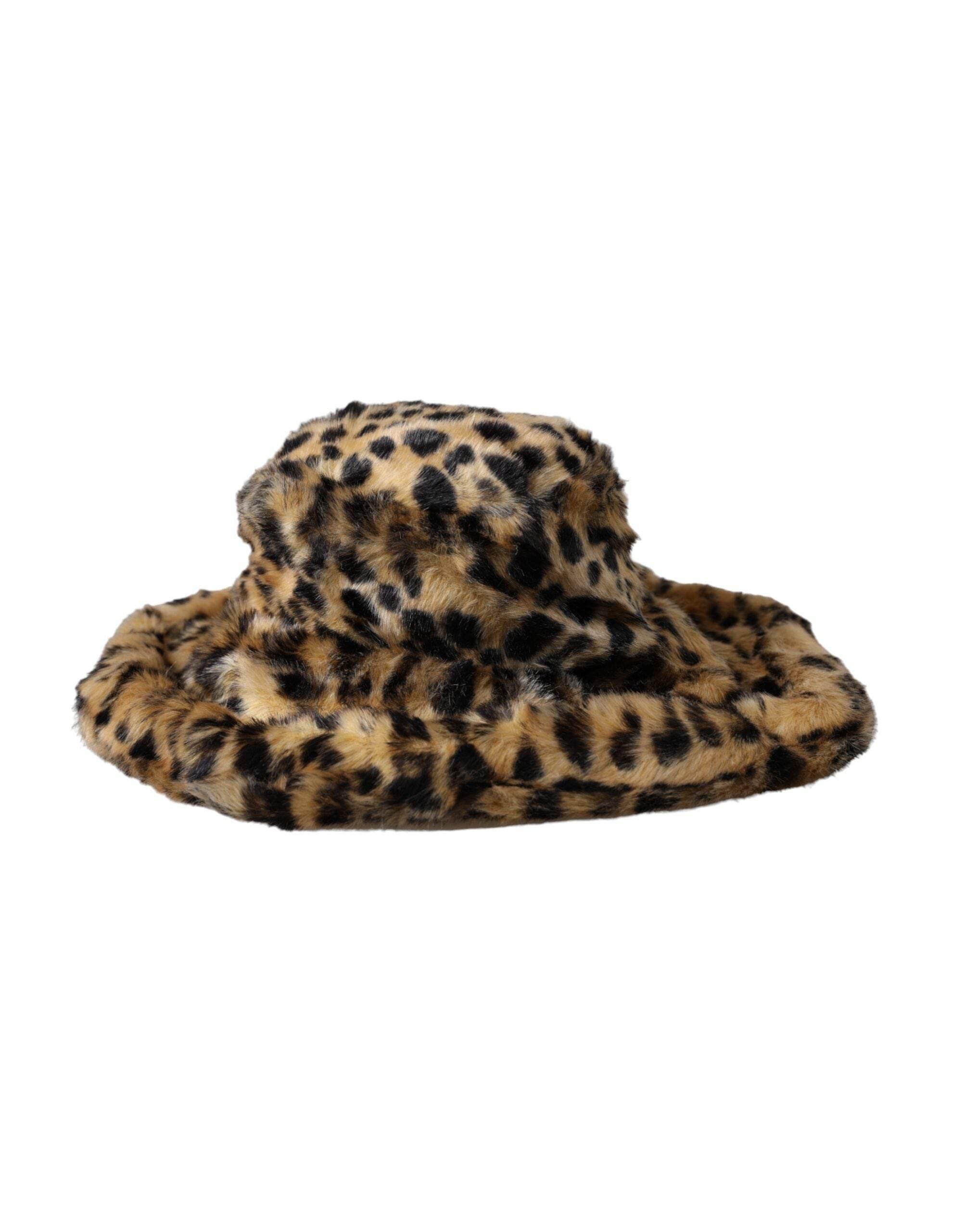Dolce & Gabbana Brown Leopard Fur Women Bucket Hat - Hilstor