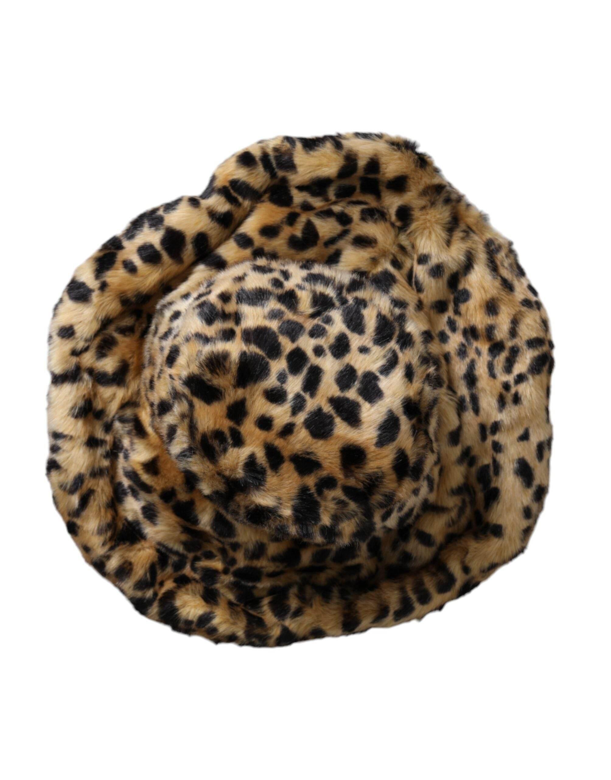 Dolce & Gabbana Brown Leopard Fur Women Bucket Hat - Hilstor