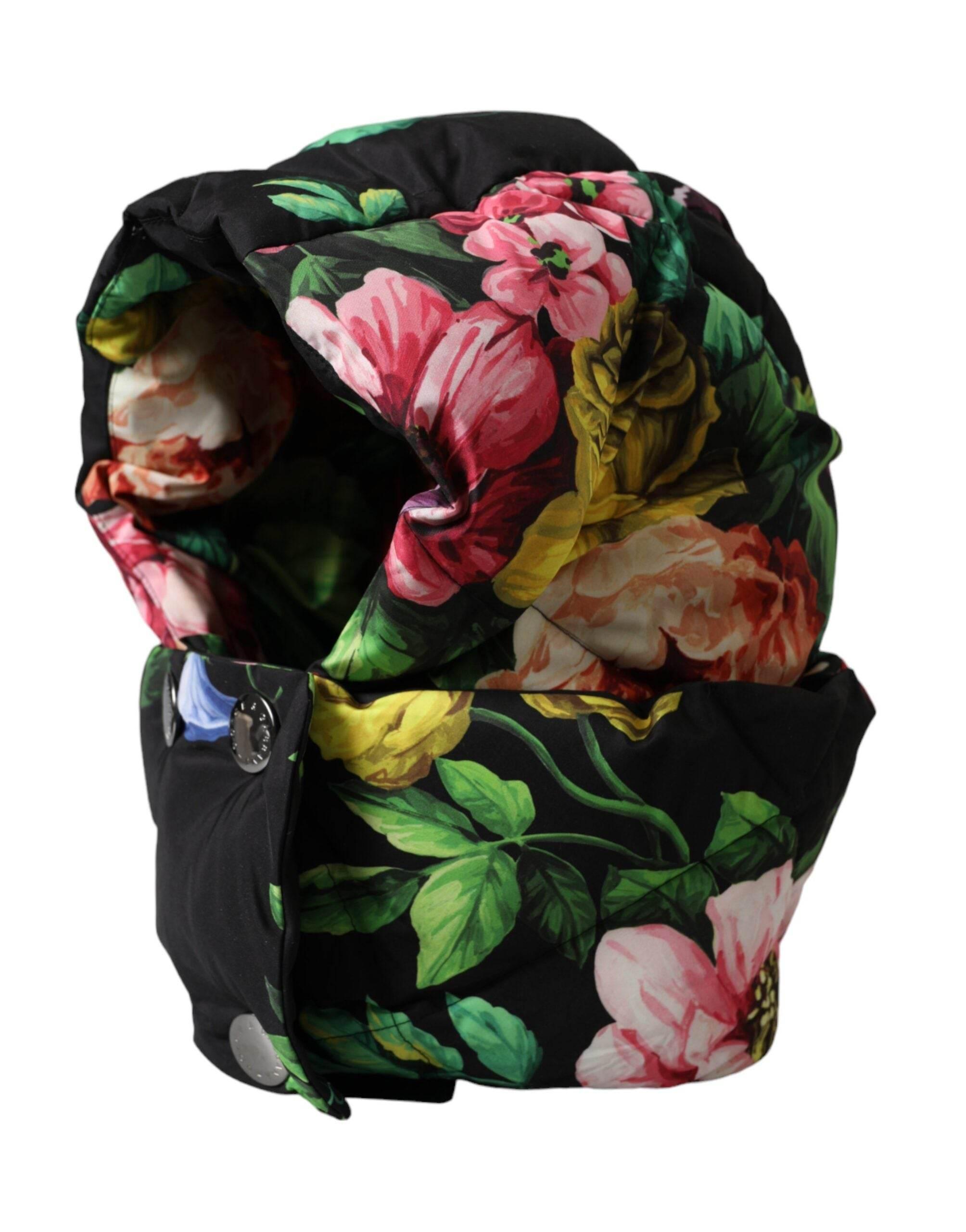 Dolce & Gabbana Black Floral Print Whole Head Wrap Hat - Hilstor