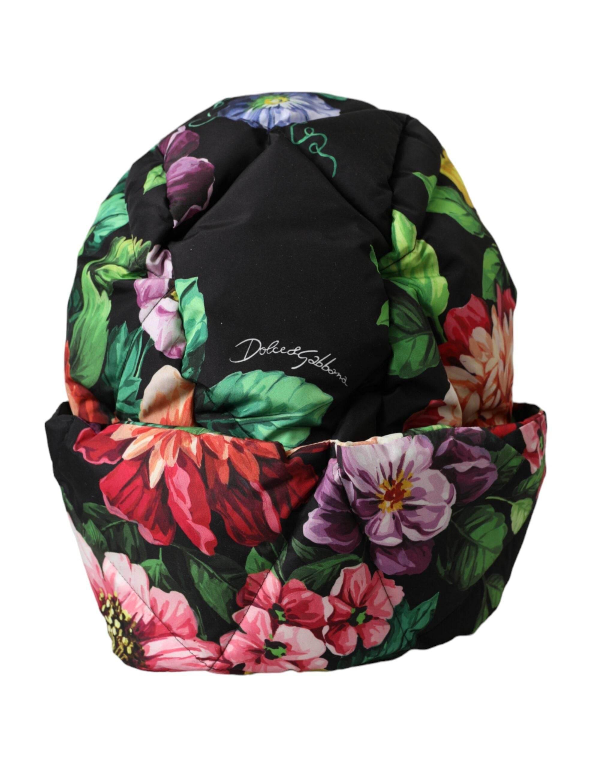 Dolce & Gabbana Black Floral Print Whole Head Wrap Hat - Hilstor