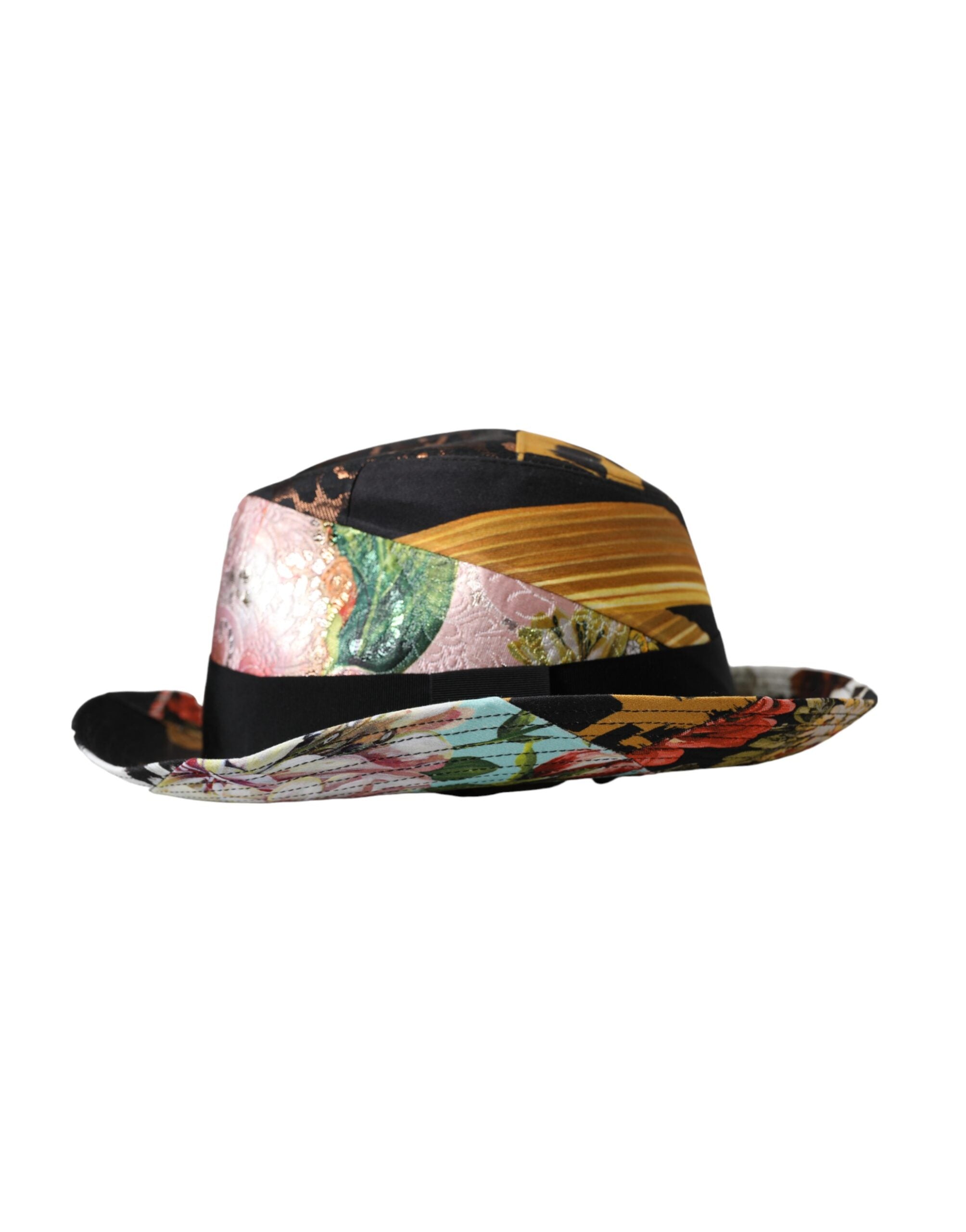 Dolce &amp; Gabbana Multicolor Patchwork Kvinder Fedora Hat med bred skygge
