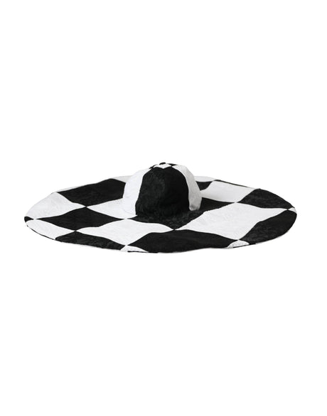 Dolce & Gabbana Black White Checkered Wide Brim Floppy Hat - Hilstor