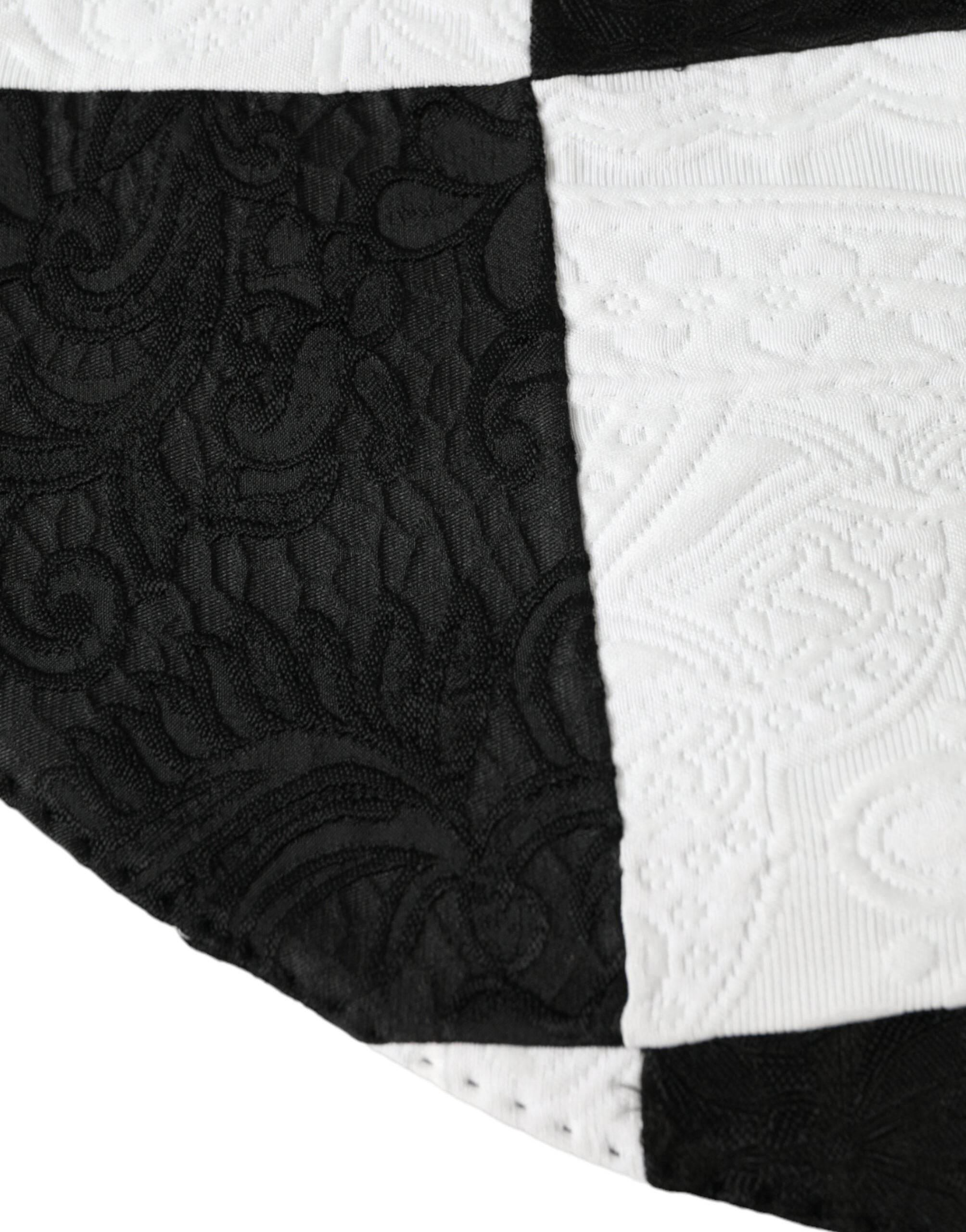 Dolce & Gabbana Black White Checkered Wide Brim Floppy Hat - Hilstor