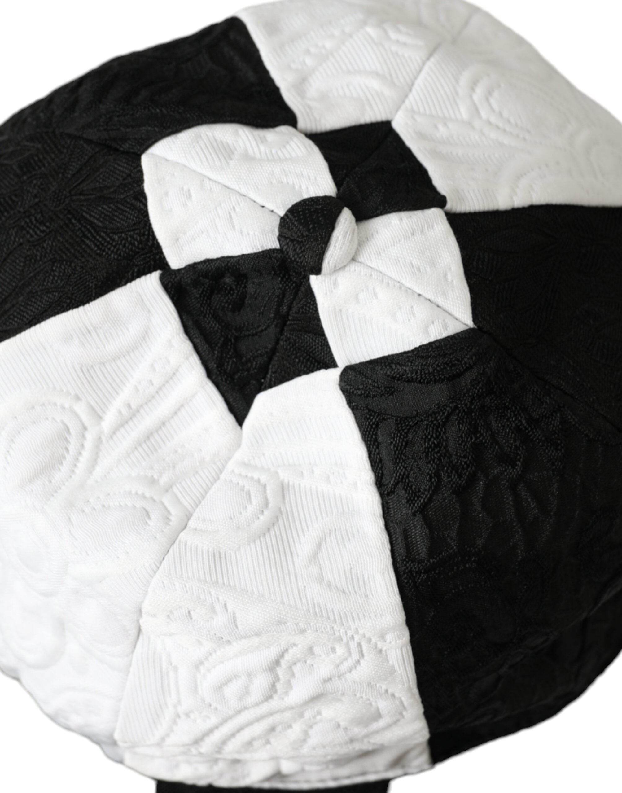 Dolce & Gabbana Black White Checkered Wide Brim Floppy Hat - Hilstor