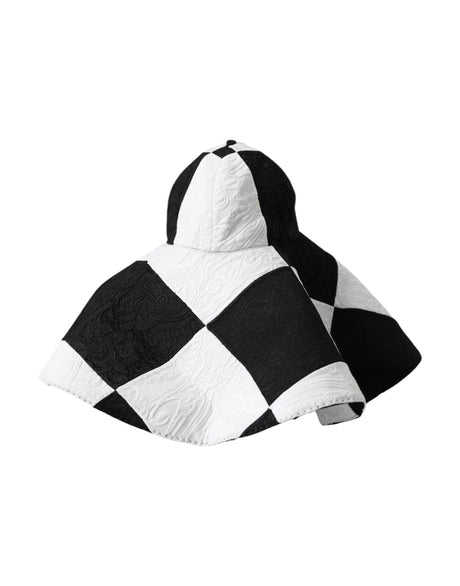 Dolce & Gabbana Black White Checkered Wide Brim Floppy Hat - Hilstor