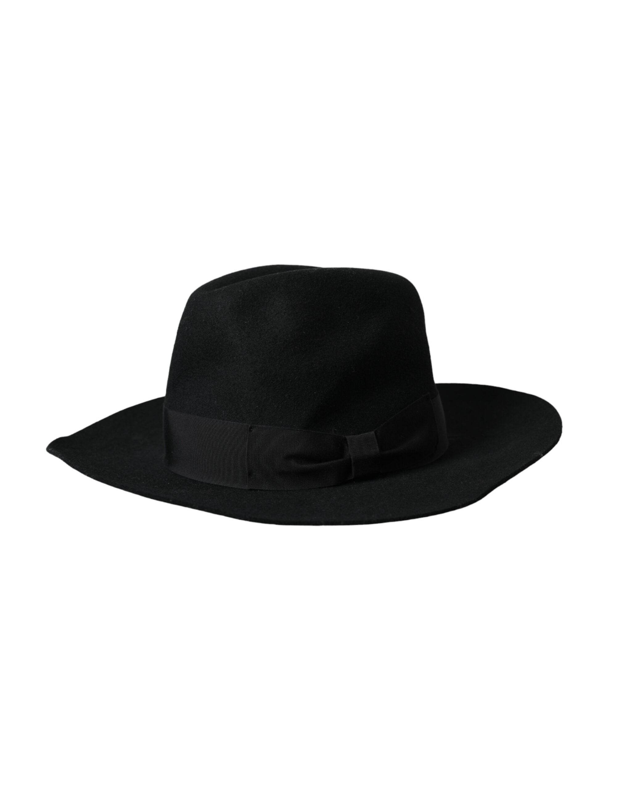 Dolce & Gabbana Black Rabbit Fedora Trilby Women Hat - Hilstor