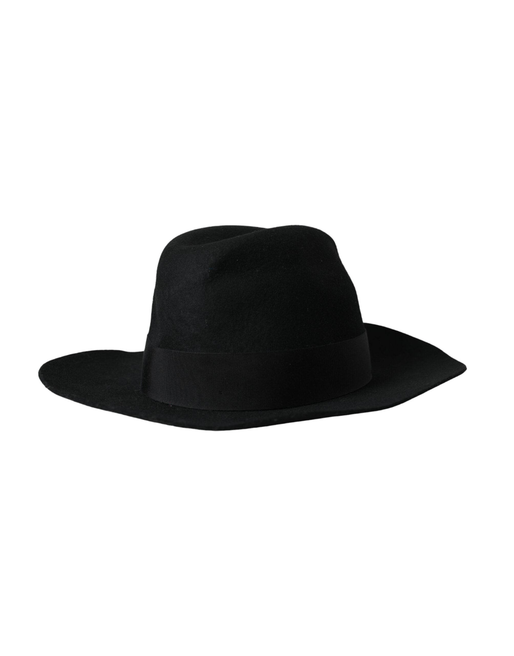 Dolce & Gabbana Black Rabbit Fedora Trilby Women Hat - Hilstor