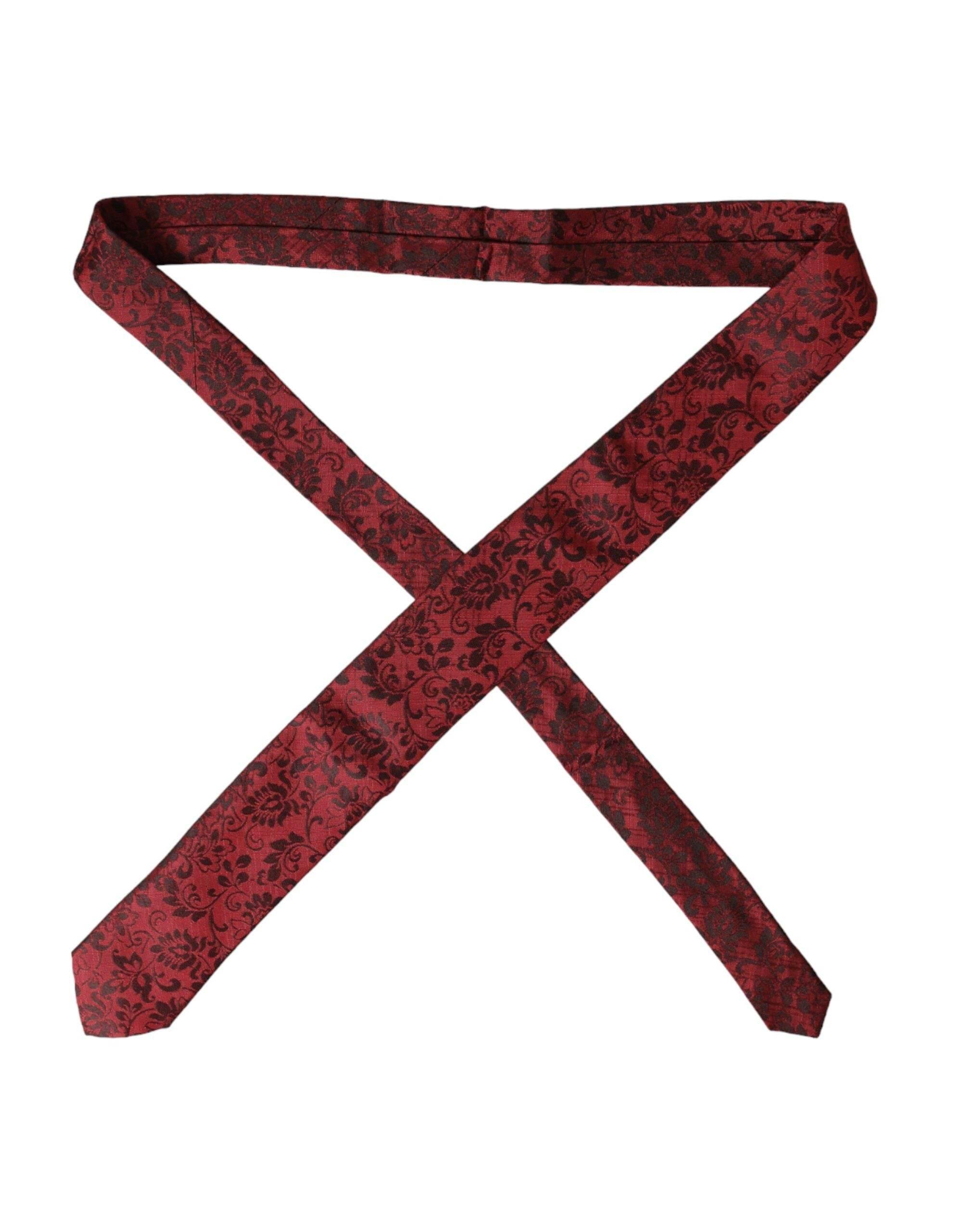 Dolce & Gabbana Red Floral Brocade Silk Adjustable Men Tie - Hilstor