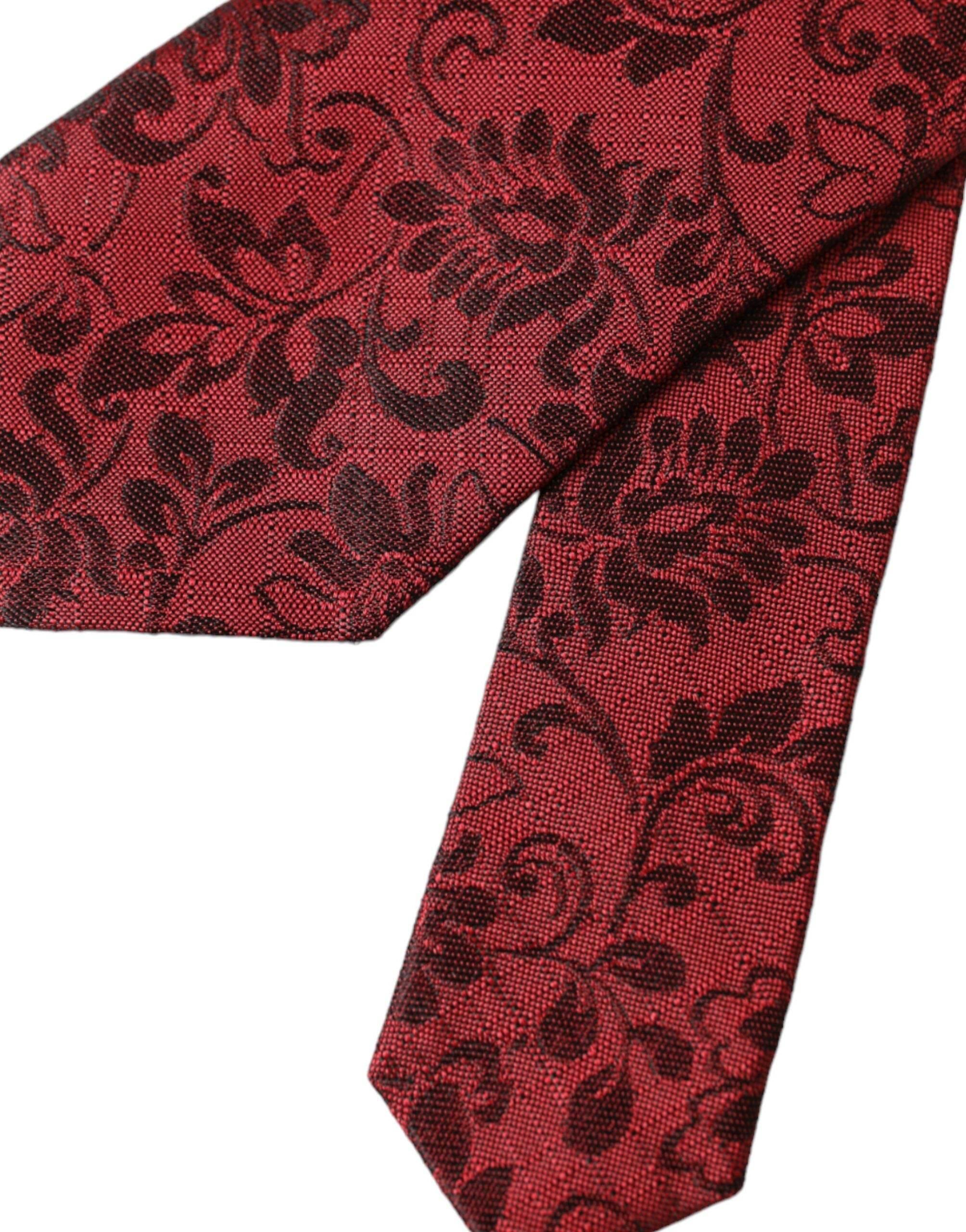 Dolce & Gabbana Red Floral Brocade Silk Adjustable Men Tie - Hilstor